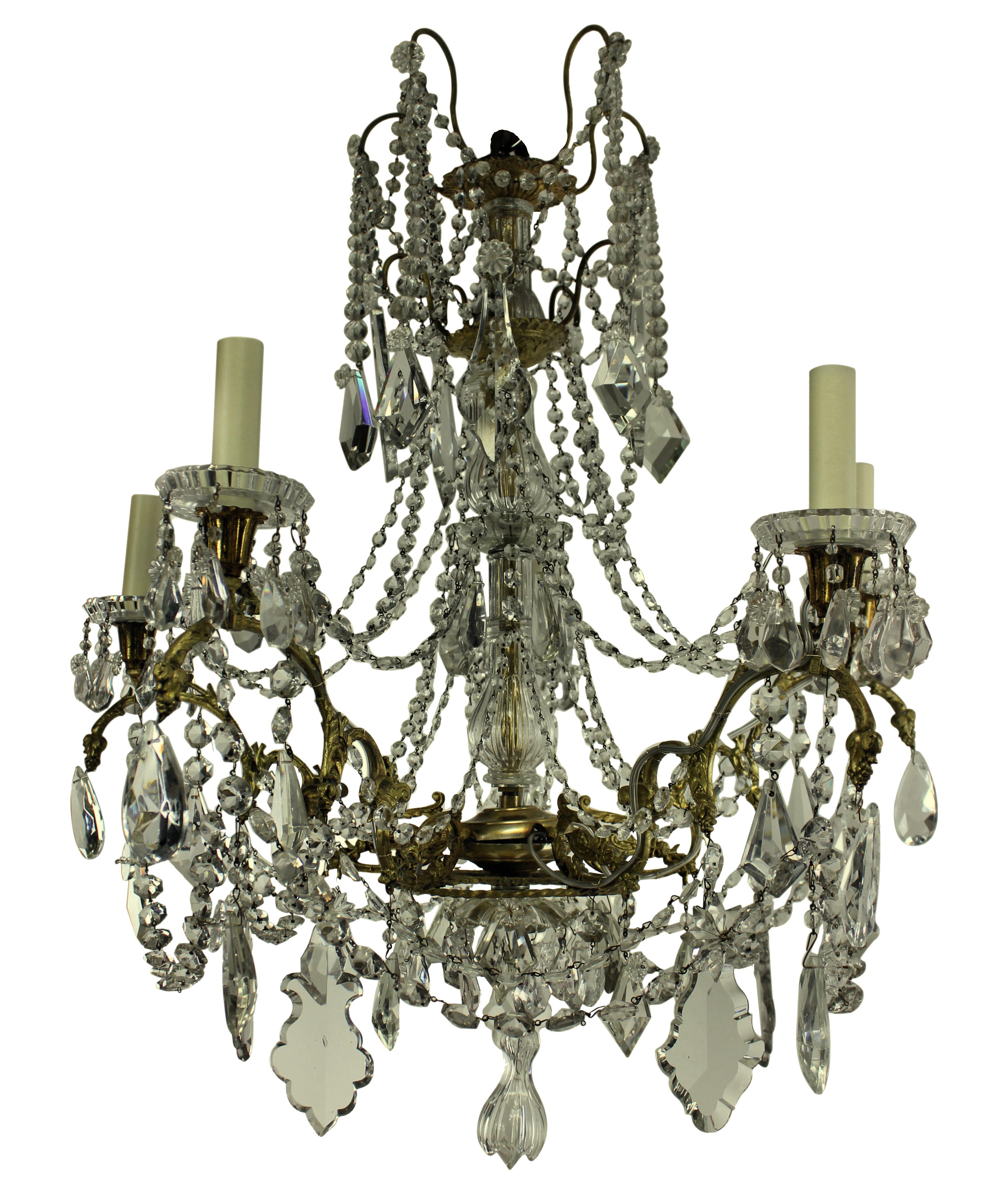 Cut Glass 19th Century Ormolu and Cut-Glass Chandelier, Signed Baccarat