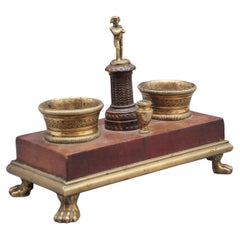 Ensemble de bureau en bronze doré et acajou du XIXe siècle