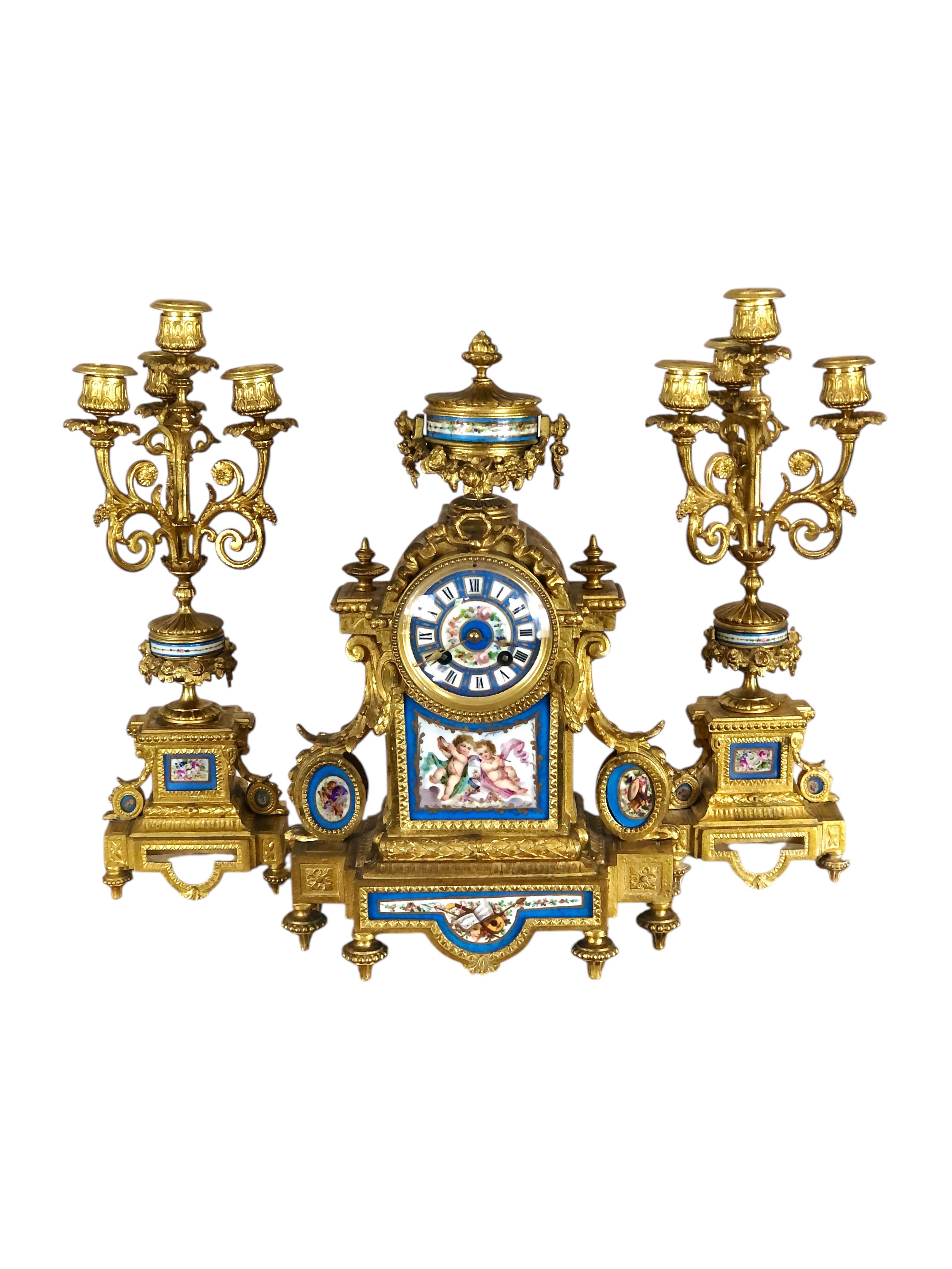 Orologio in porcellana stile Sèvres e Ormolu del XIX secolo in vendita 13