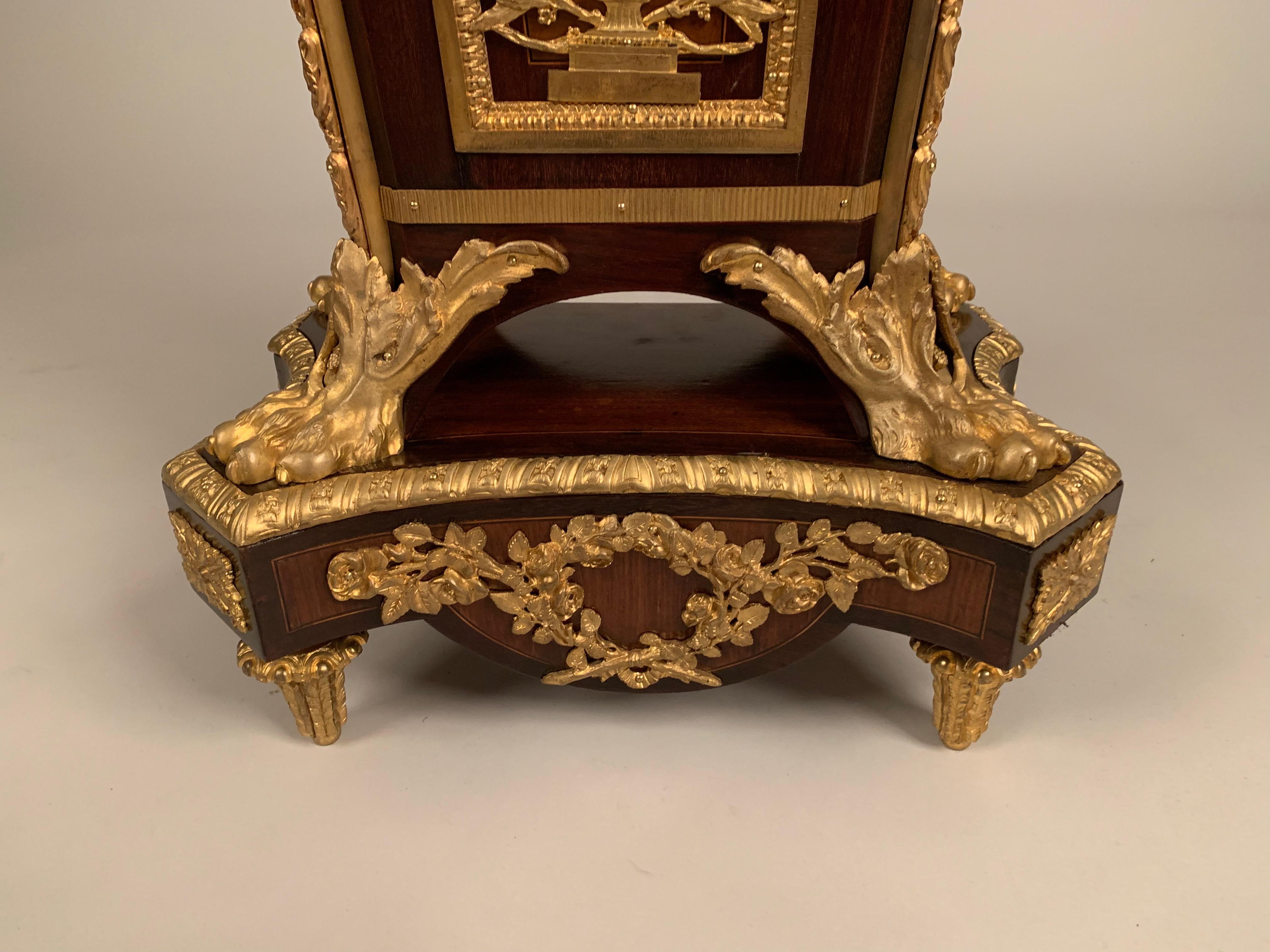French 19th Century Ormolu and Specimen Wood Pedestal after Riesener For Sale
