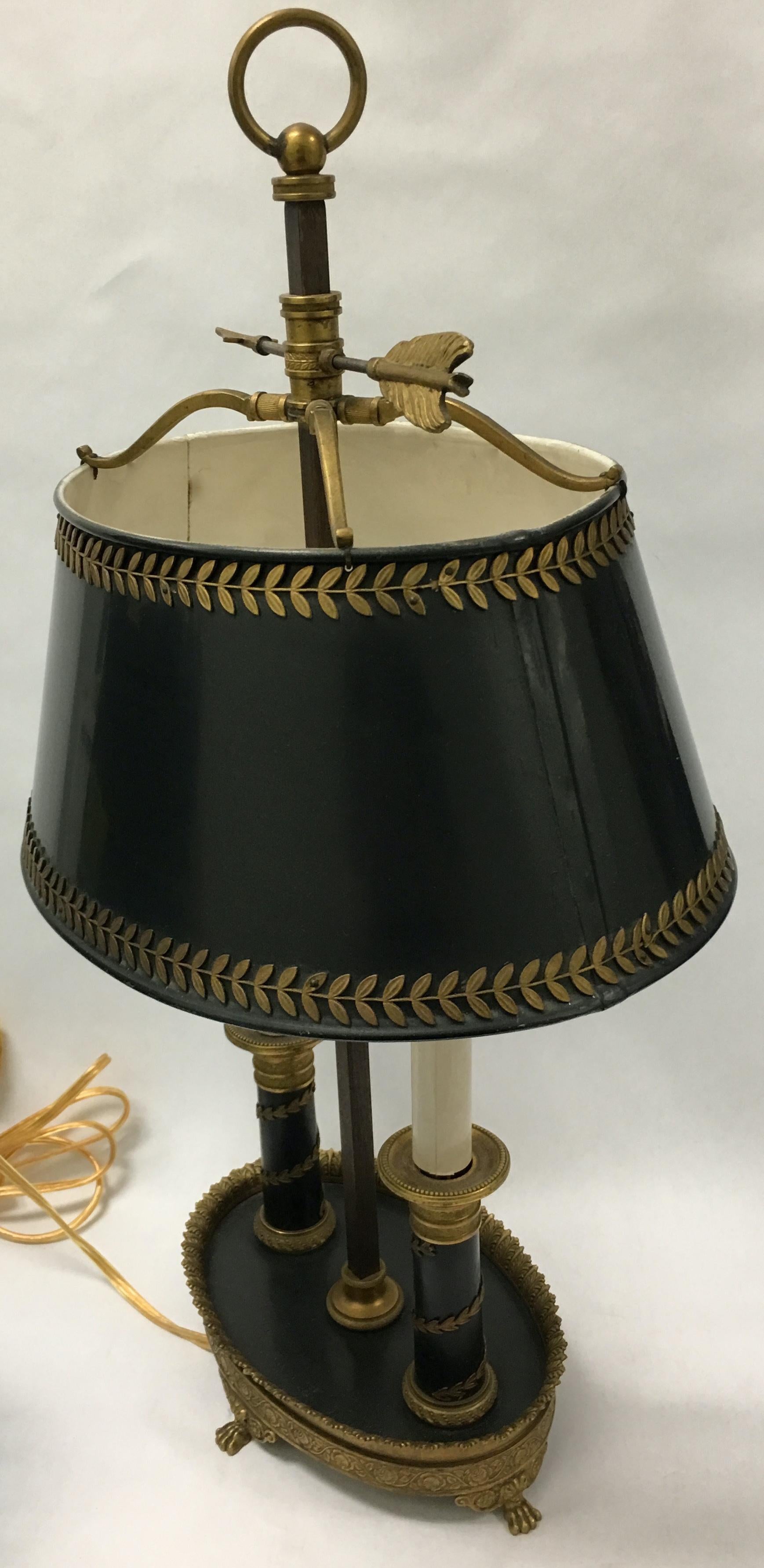 Gilt 19th Century Ormolu and Tole Bouillotte Lamp For Sale
