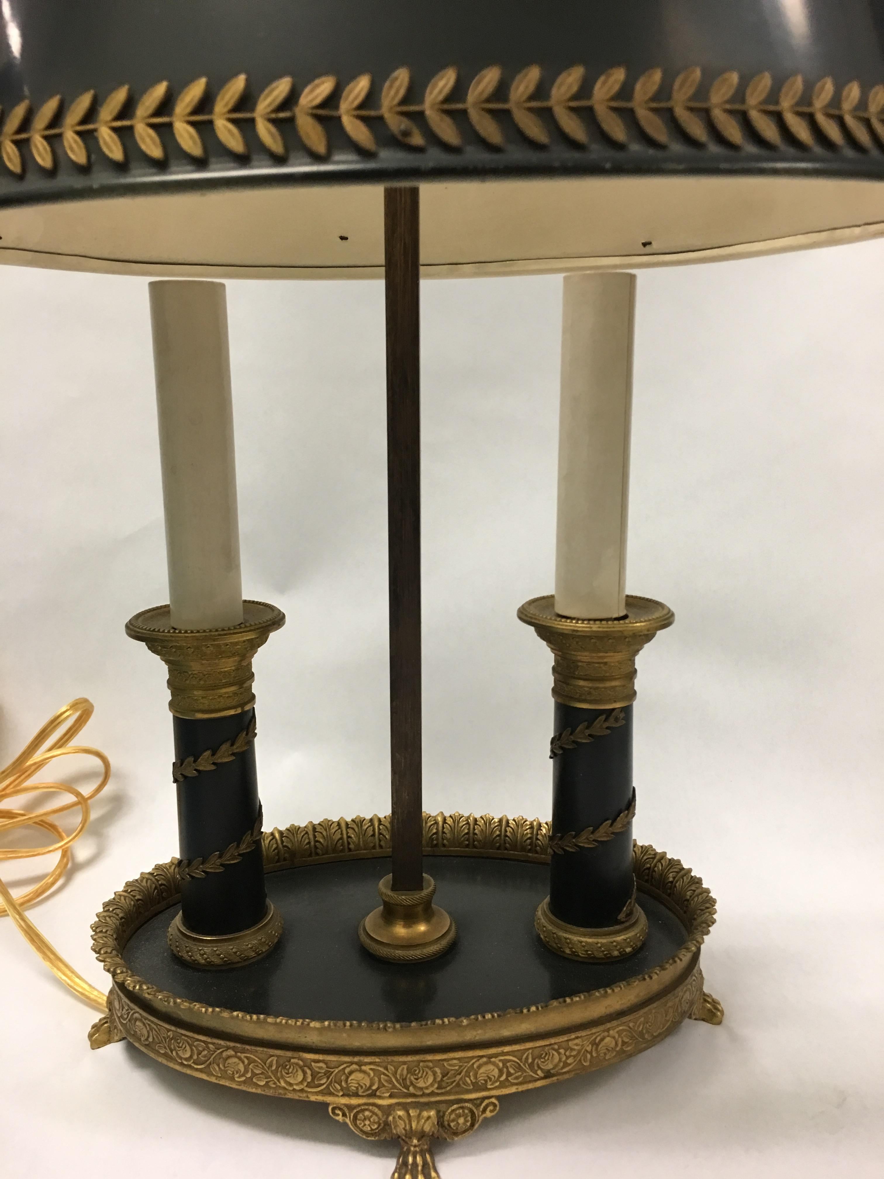 19th Century Ormolu and Tole Bouillotte Lamp In Good Condition For Sale In Stamford, CT