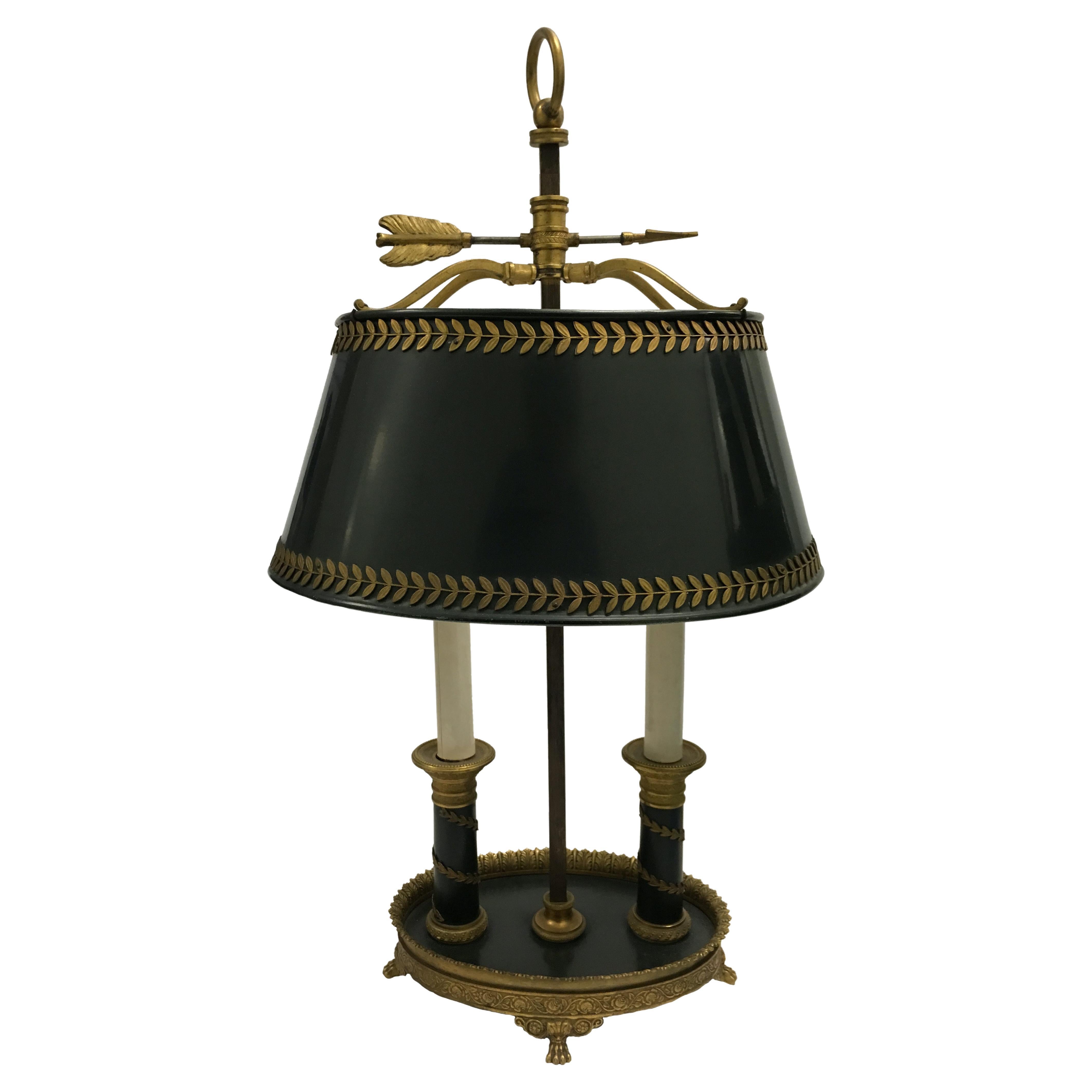 Ormolu- und Tole-Bouillotte-Lampe aus dem 19. Jahrhundert