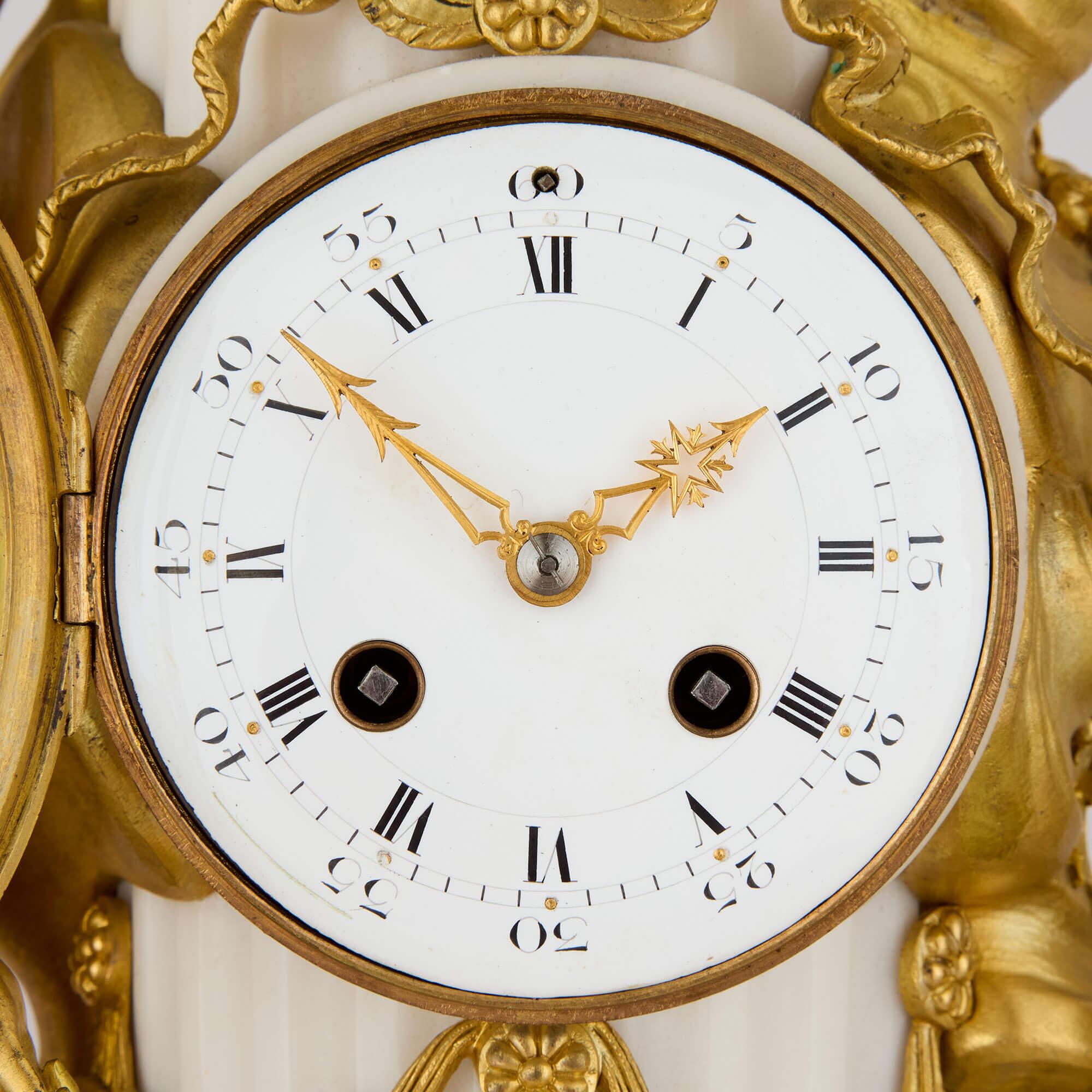 19th Century Ormolu and White Marble Mantel Clock by Linke In Good Condition For Sale In London, GB