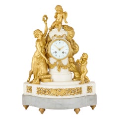 19th Century Ormolu and White Marble Mantel Clock by Linke