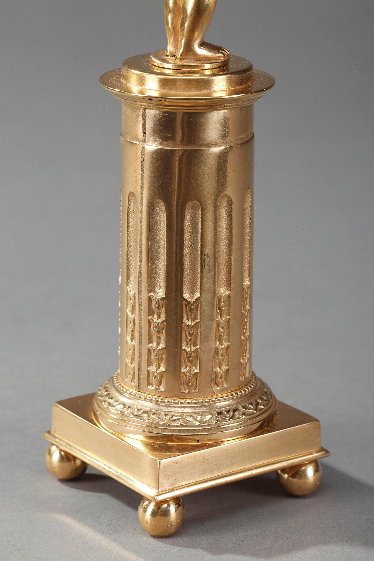 antike Ormolu-Bronze-Kerzenleuchter mit Putten aus dem 19 im Angebot 2