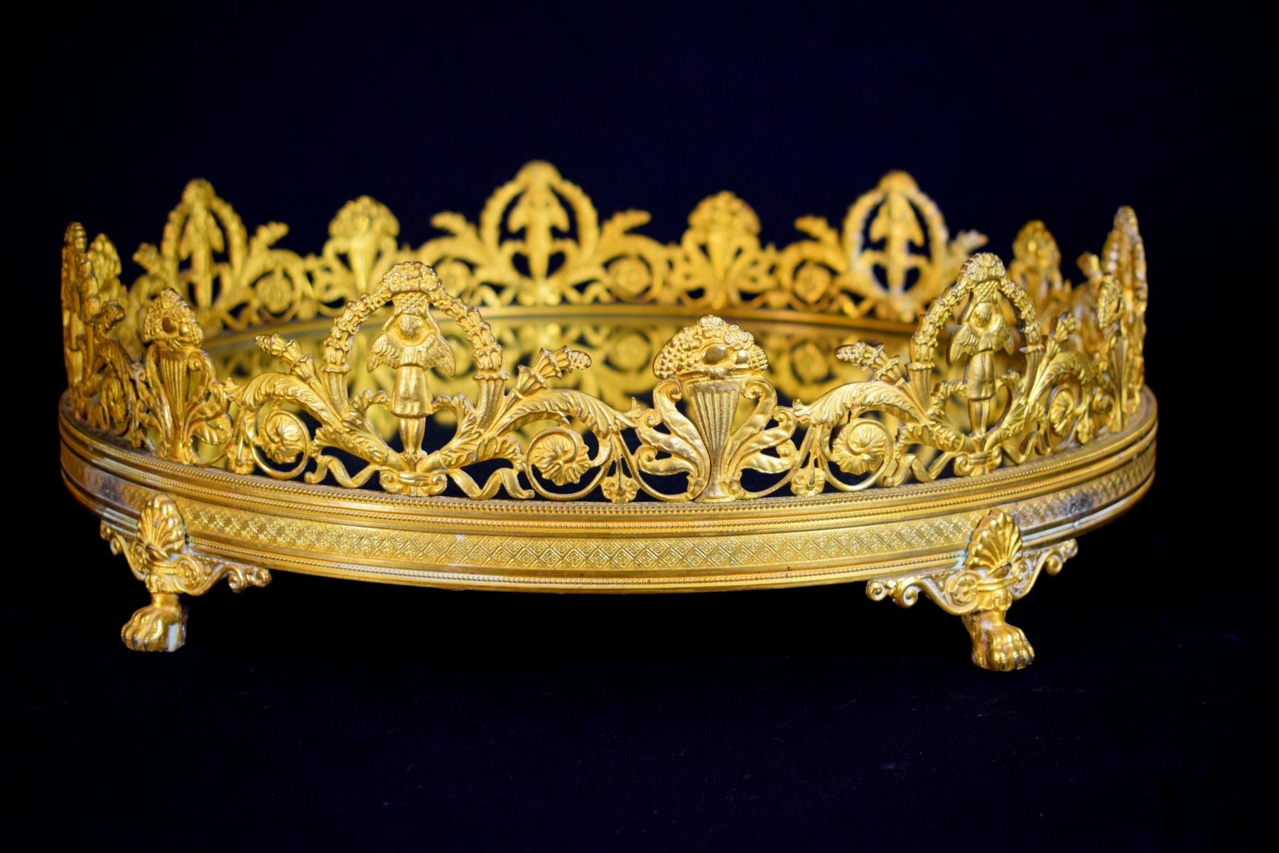 19th Century, Ormolu Bronze French Centerpiece with Mirror 5