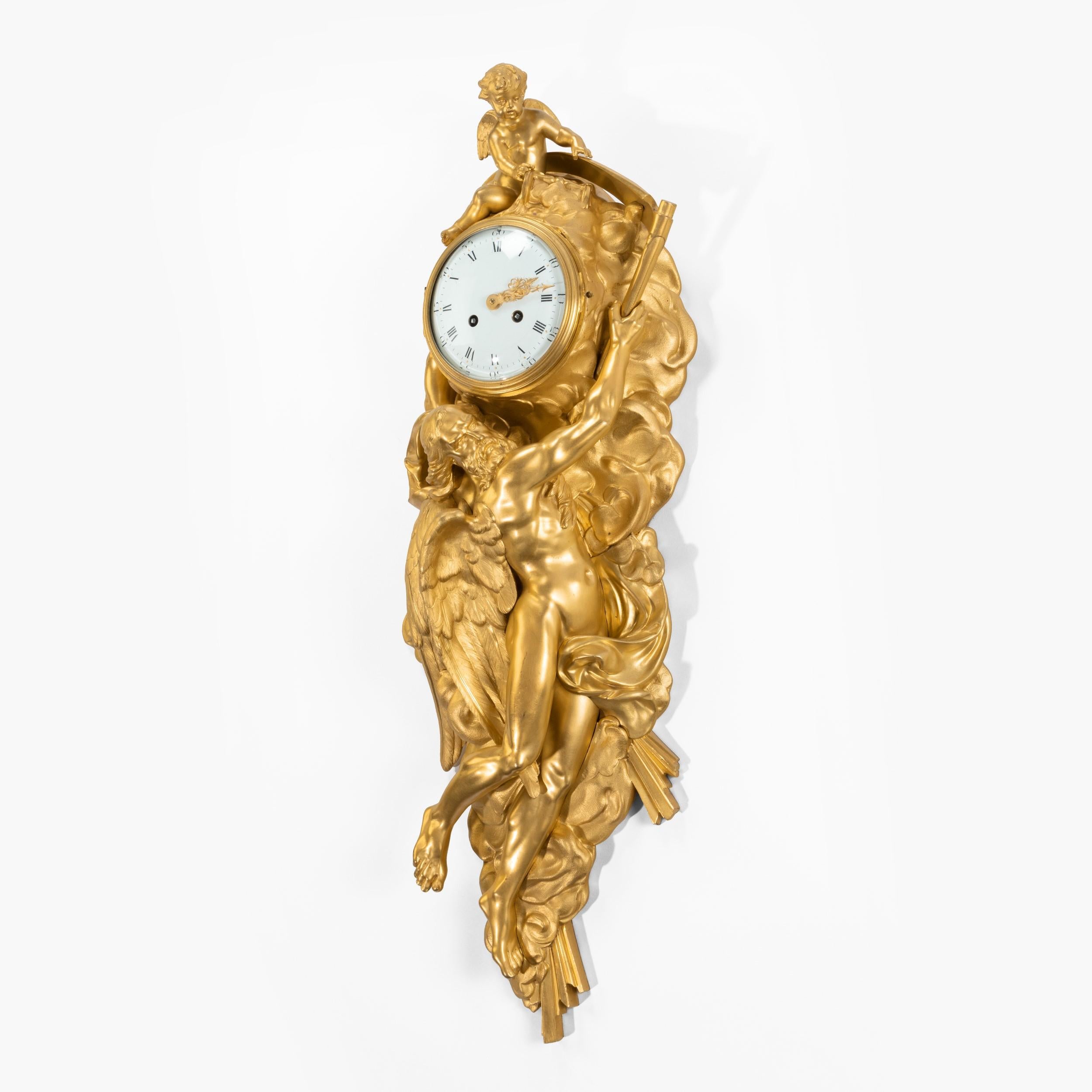 Horloge de cartel en bronze doré du 19e siècle Excellent état - En vente à London, GB