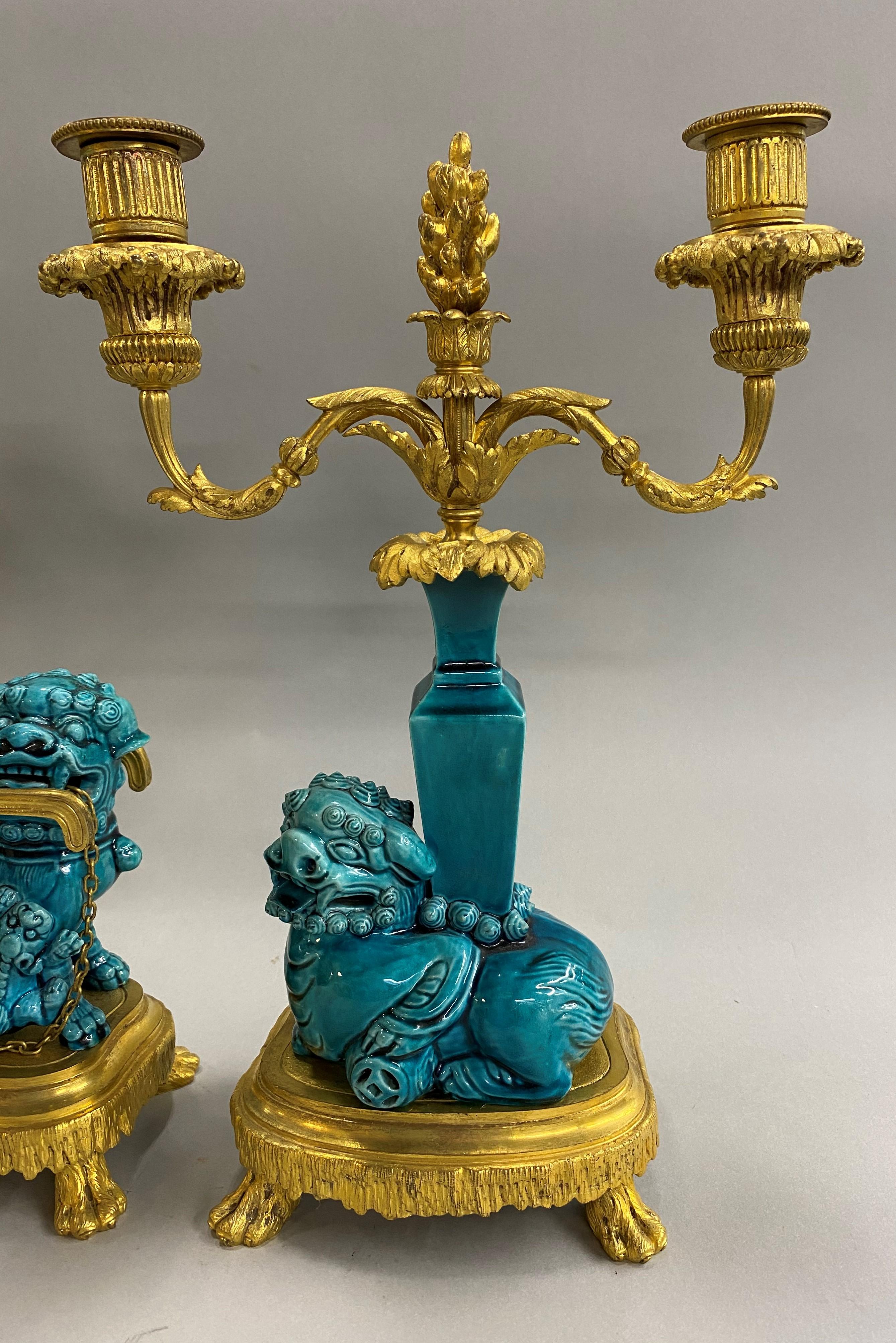 Chinoiserie 19th Century Ormolu French Three-Piece Clock Set in the Chinese Taste