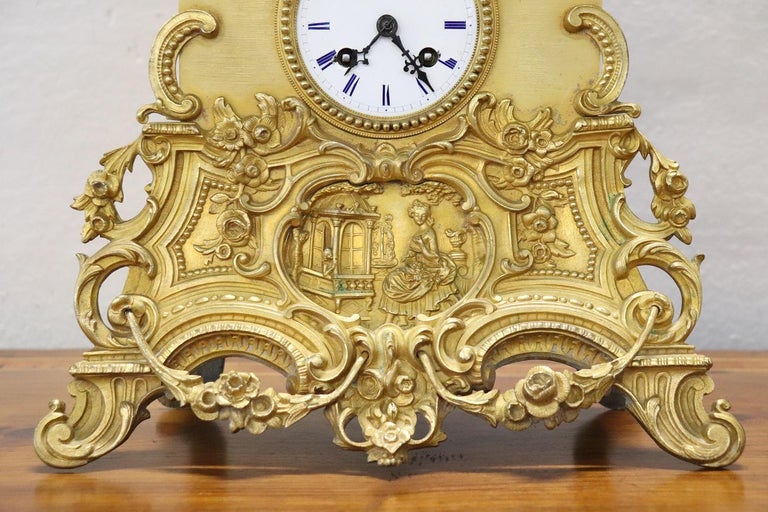 19th Century Ormolu Gilt Bronze Antique Table Clock For Sale at 1stDibs