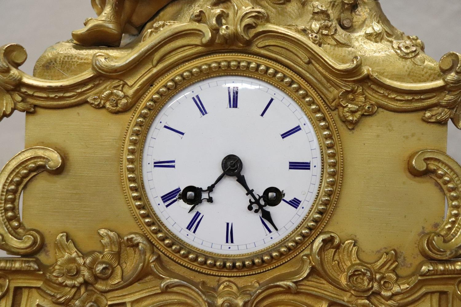 Italian 19th Century Ormolu Gilt Bronze Antique Table Clock For Sale