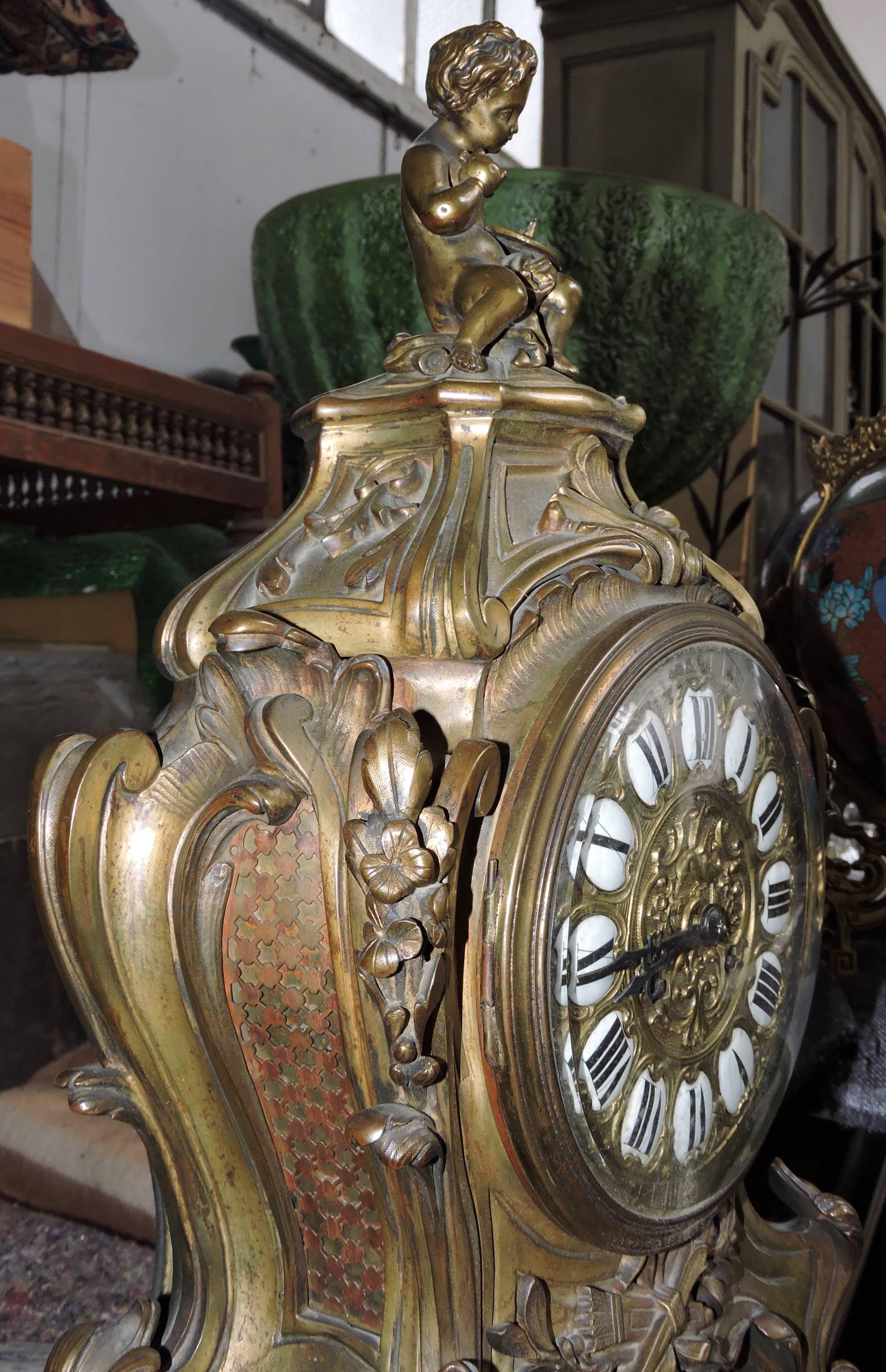 19th Century Ormolu Louis XV Large Clock, circa 1880 3