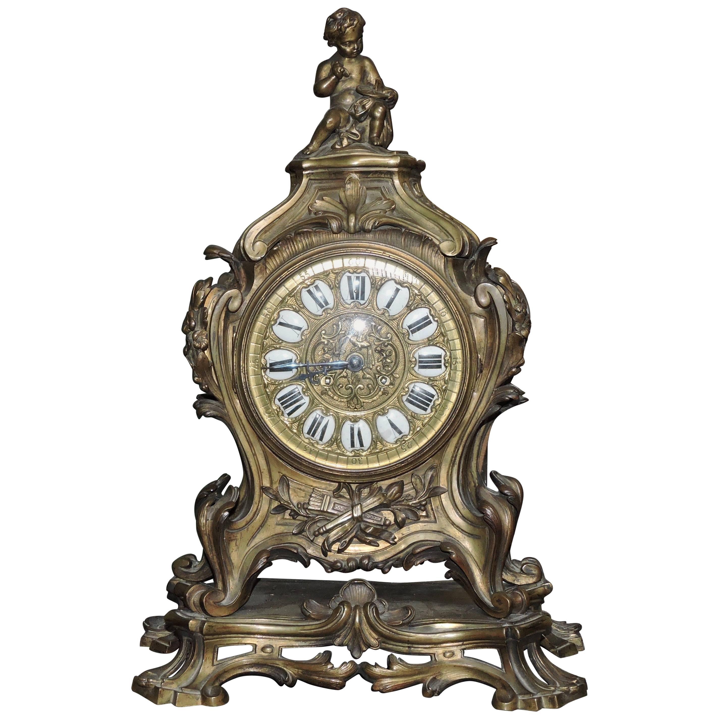 19th Century Ormolu Louis XV Large Clock, circa 1880
