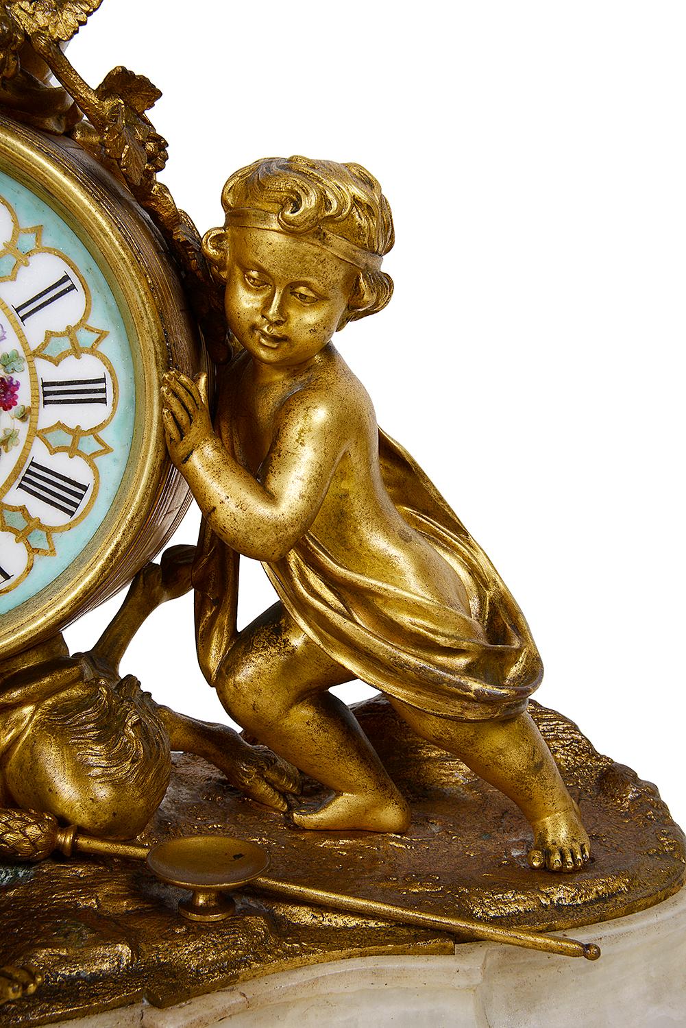 French 19th Century Ormolu Mantle Clock, Louis XVI Style For Sale