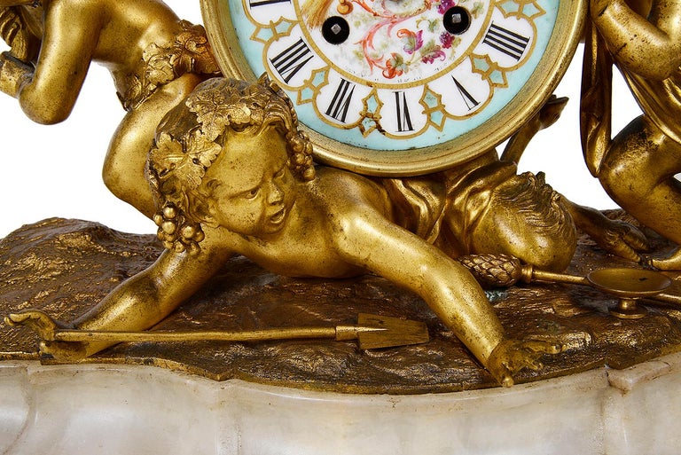 Gilt 19th Century Ormolu Mantle Clock, Louis XVI Style For Sale