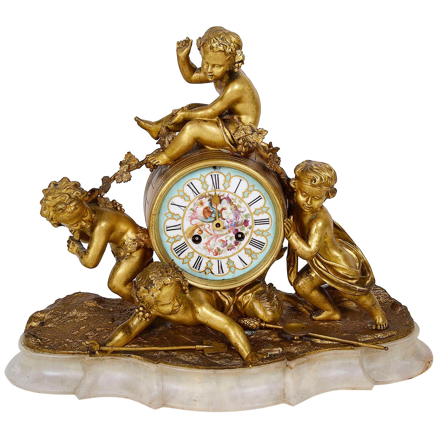19th Century Ormolu Mantle Clock, Louis XVI Style For Sale