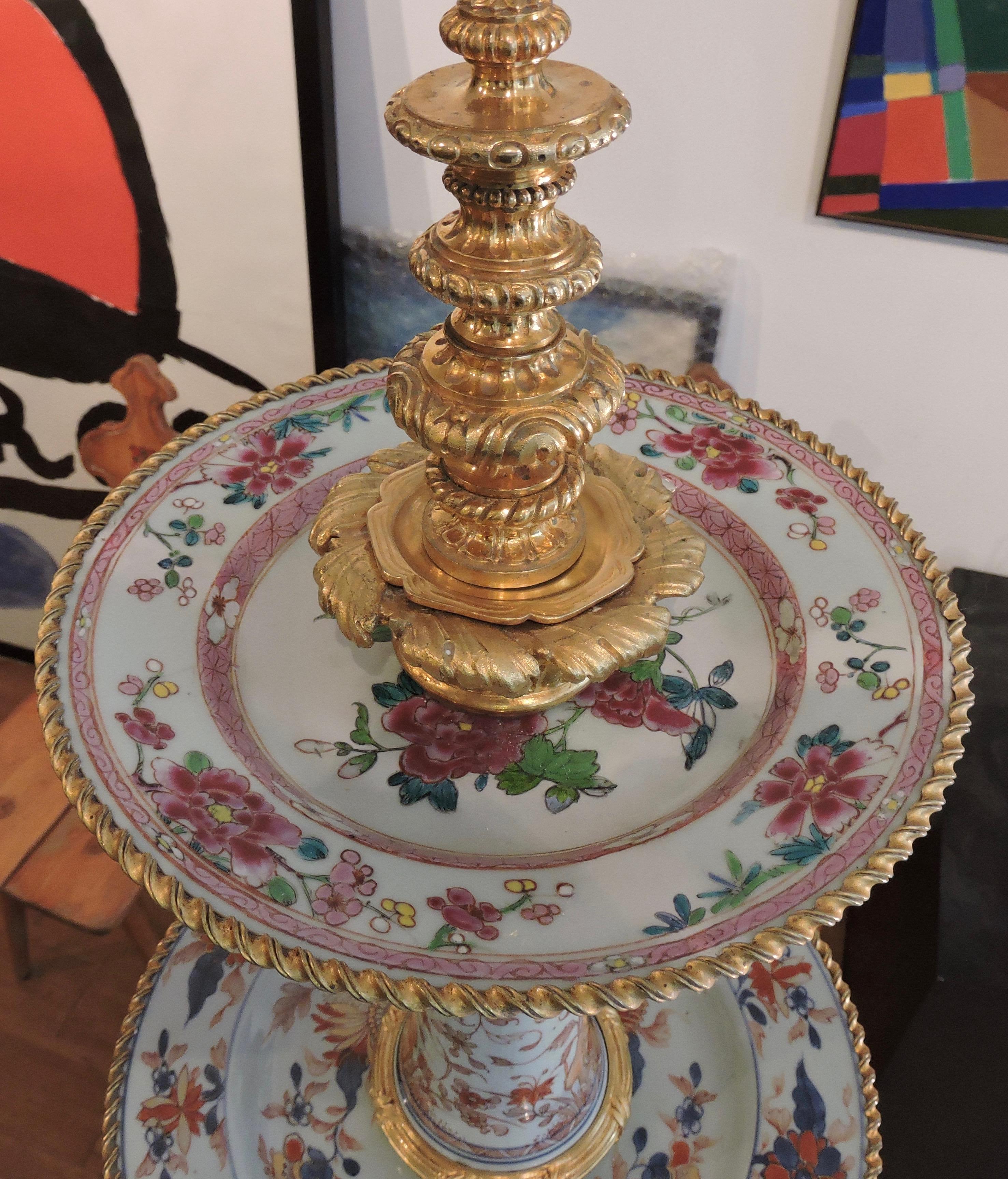 Gilt 19th Century Ormolu-Mounted and 18th Century Chinese Porcelain Centrepiece