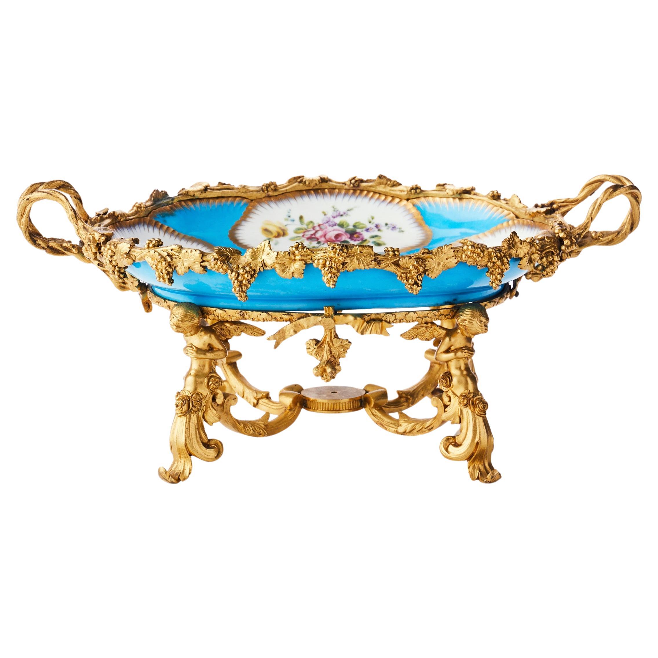 19th Century Ormolu Mounted Blue Celeste Sèvres Porcelain Bowl