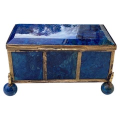 Arqueta o caja de lapislázuli azul del siglo XIX montada en ormolu