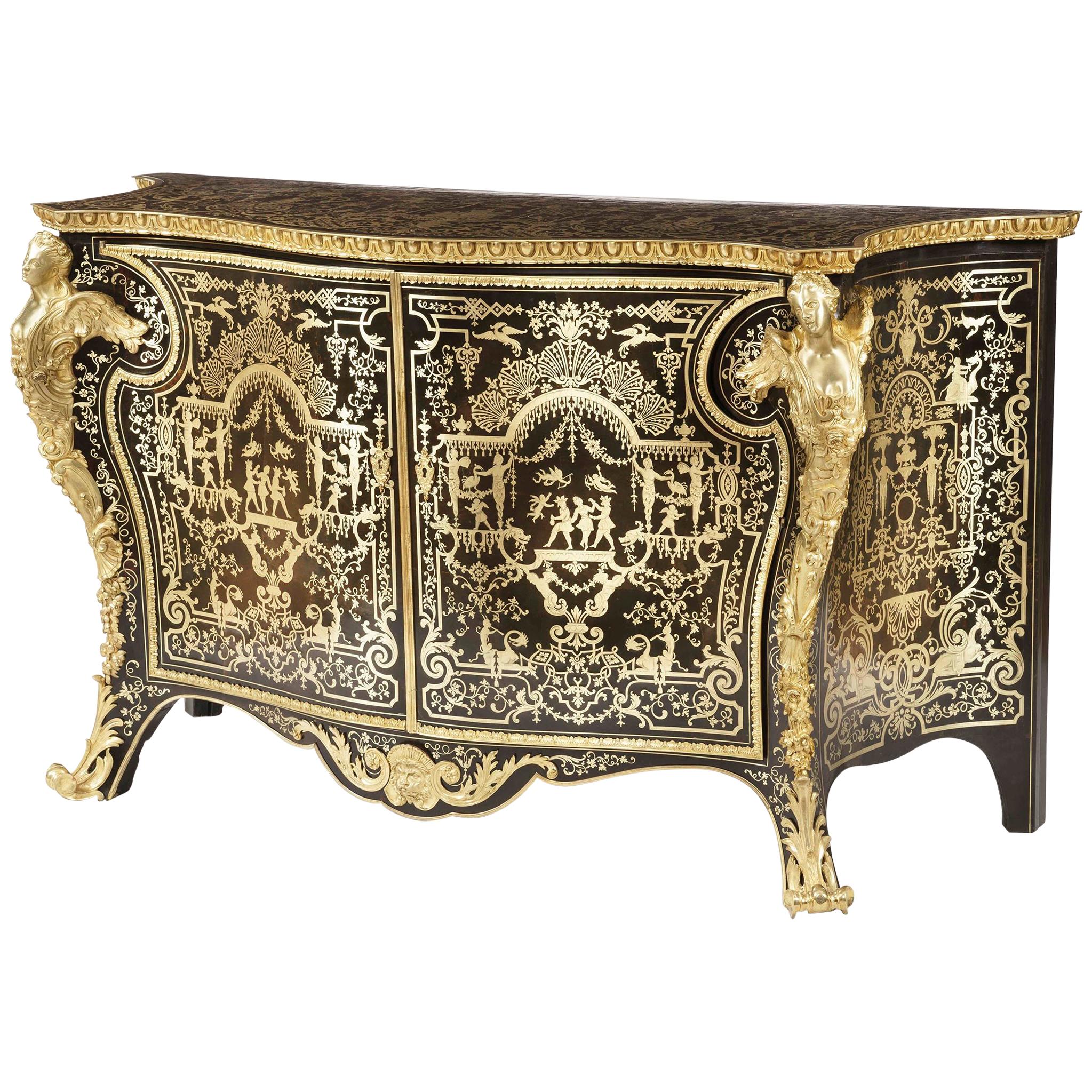 Ormolu-beschlagene Boulle-Kommode aus dem 19. Jahrhundert im Stil Louis XIV. im Angebot