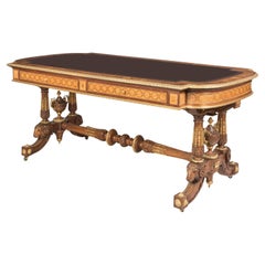 19th Century Ormolu-Mounted Burr Walnut Table in the Louis XVI Style by Pretot