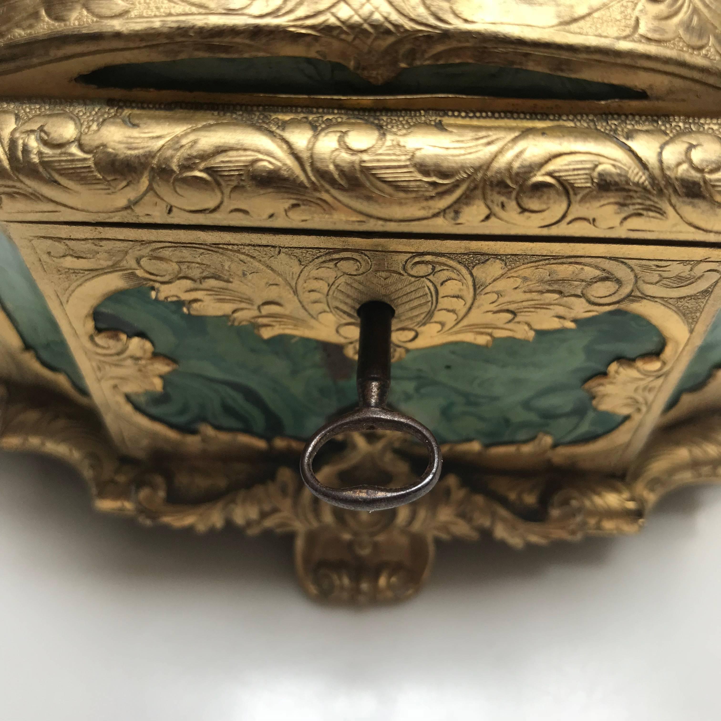 19th Century Ormolu-Mounted Faux Malachite Casket 7
