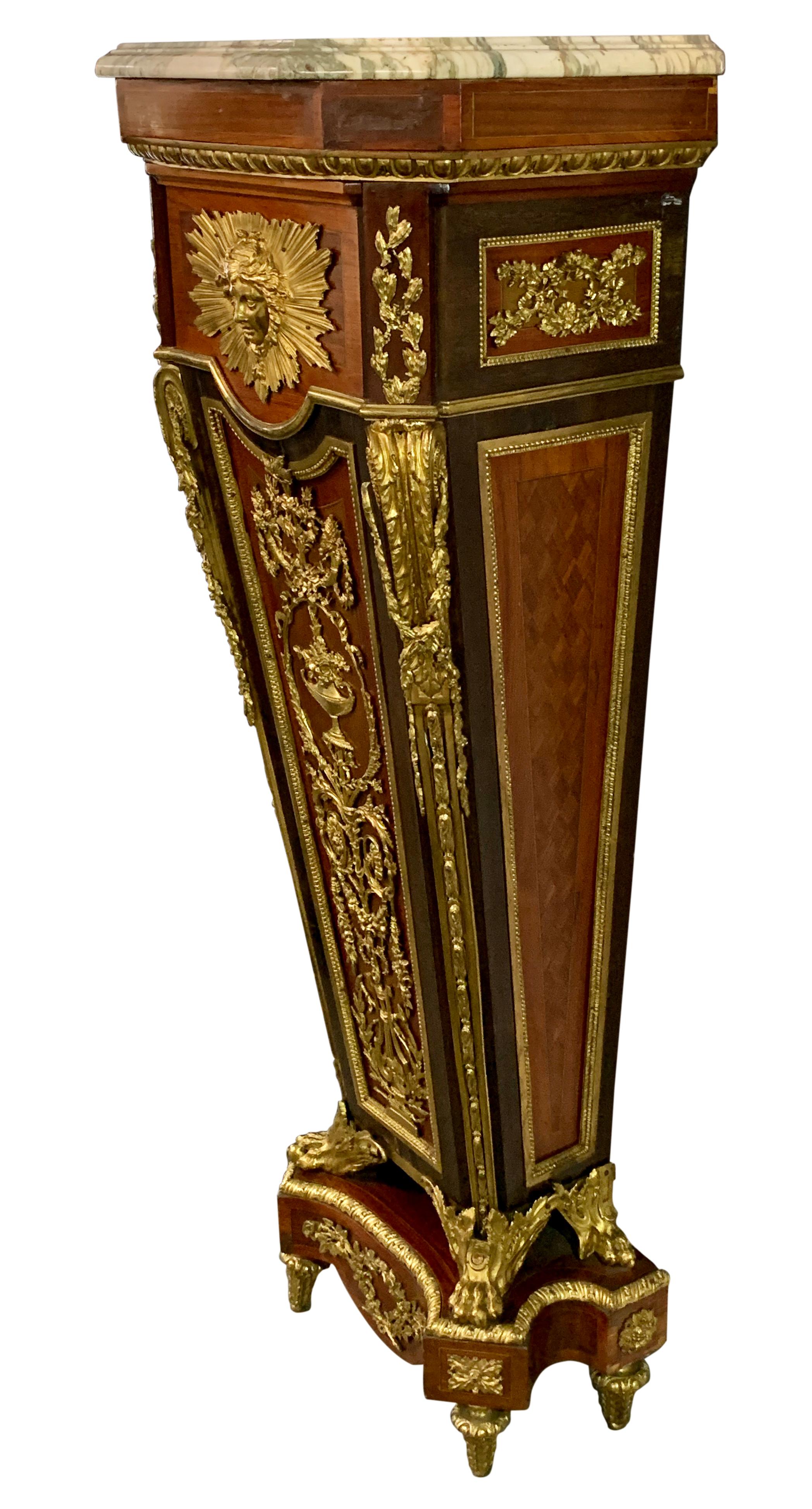 Marble 19th Century Ormolu Mounted Pedestal after Jean Henri Riesener For Sale