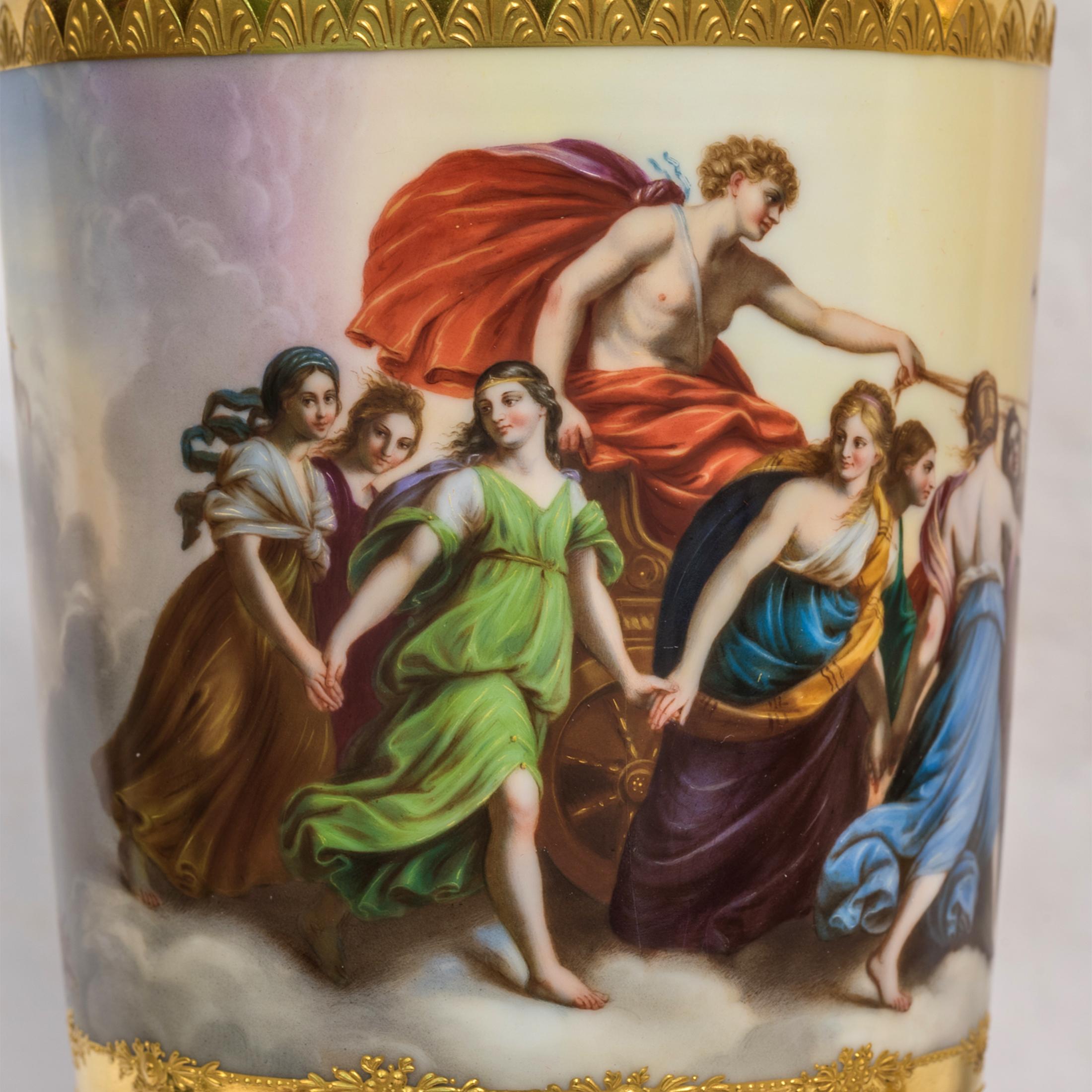 Gilt 19th Century Ormolu-Mounted Royal Vienna Porcelain Vase in Allegorical Scene
