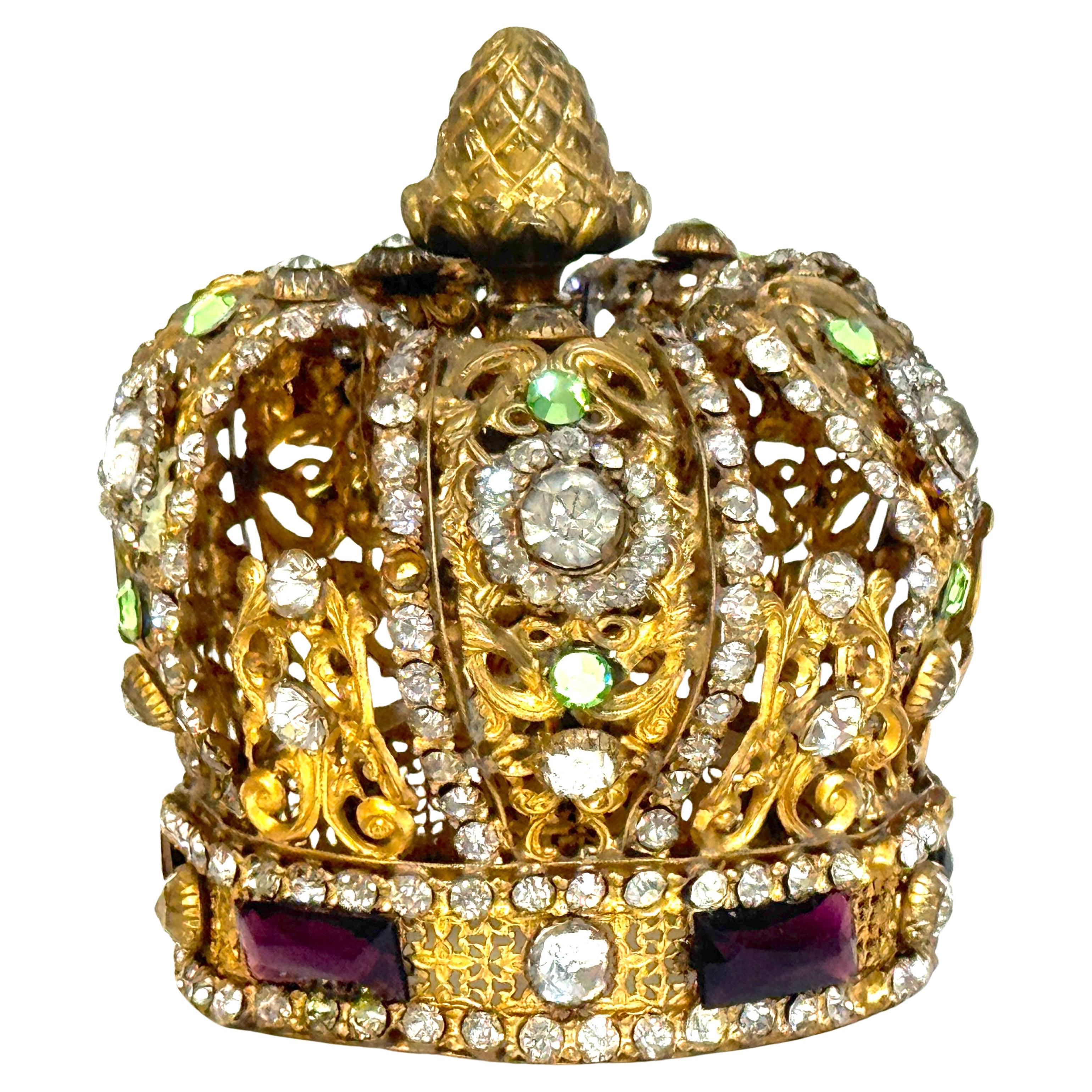 Corona in Ormolu e paste di gemme del XIX secolo - Statua Ecclesiastica in vendita