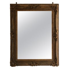 19th Century Ornate Baroque Mirror with Dark Bronze Carved Frame