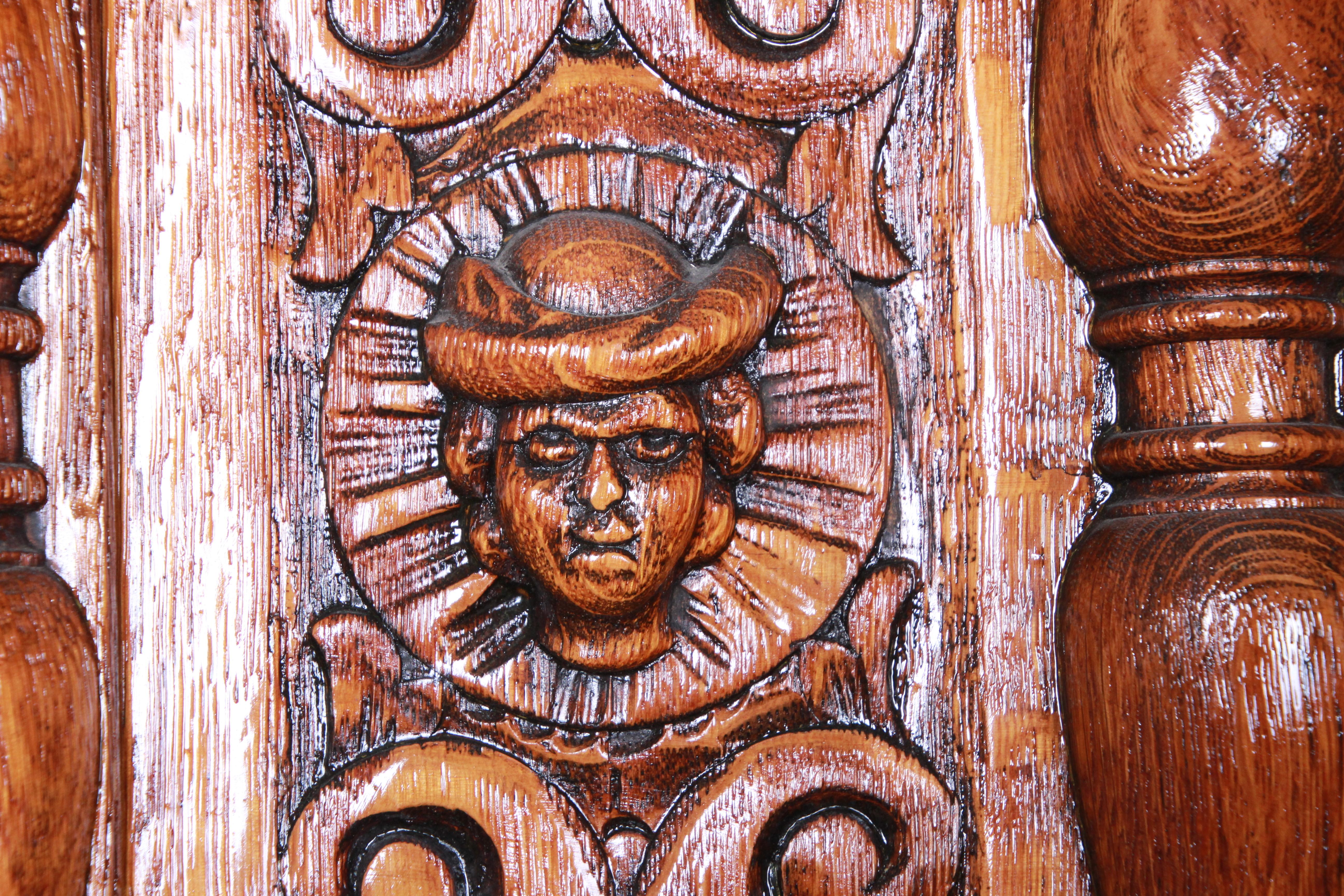 19th Century Ornate Carved Oak Back Bar or Sideboard Cabinet 6