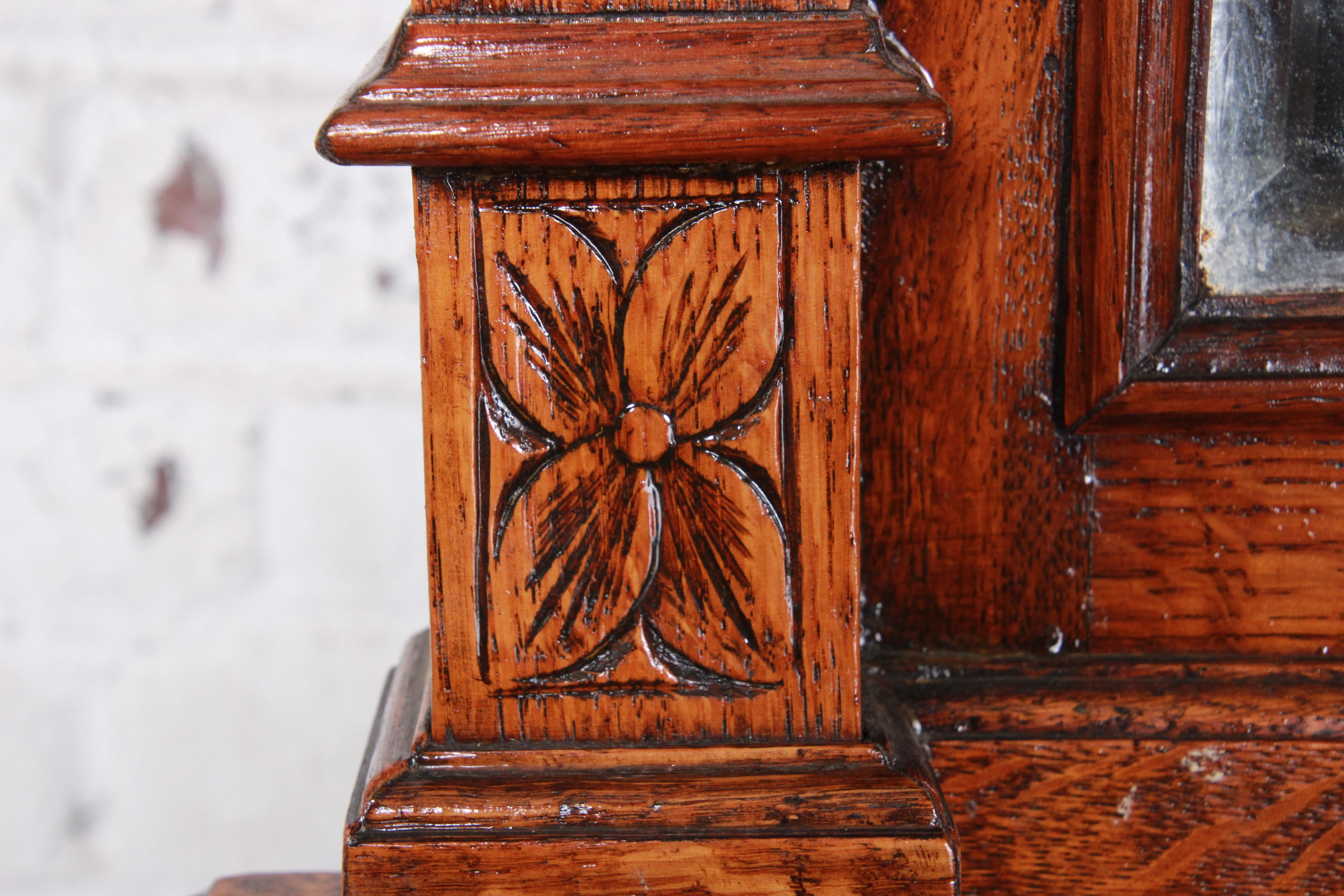 19th Century Ornate Carved Oak Back Bar or Sideboard Cabinet 12