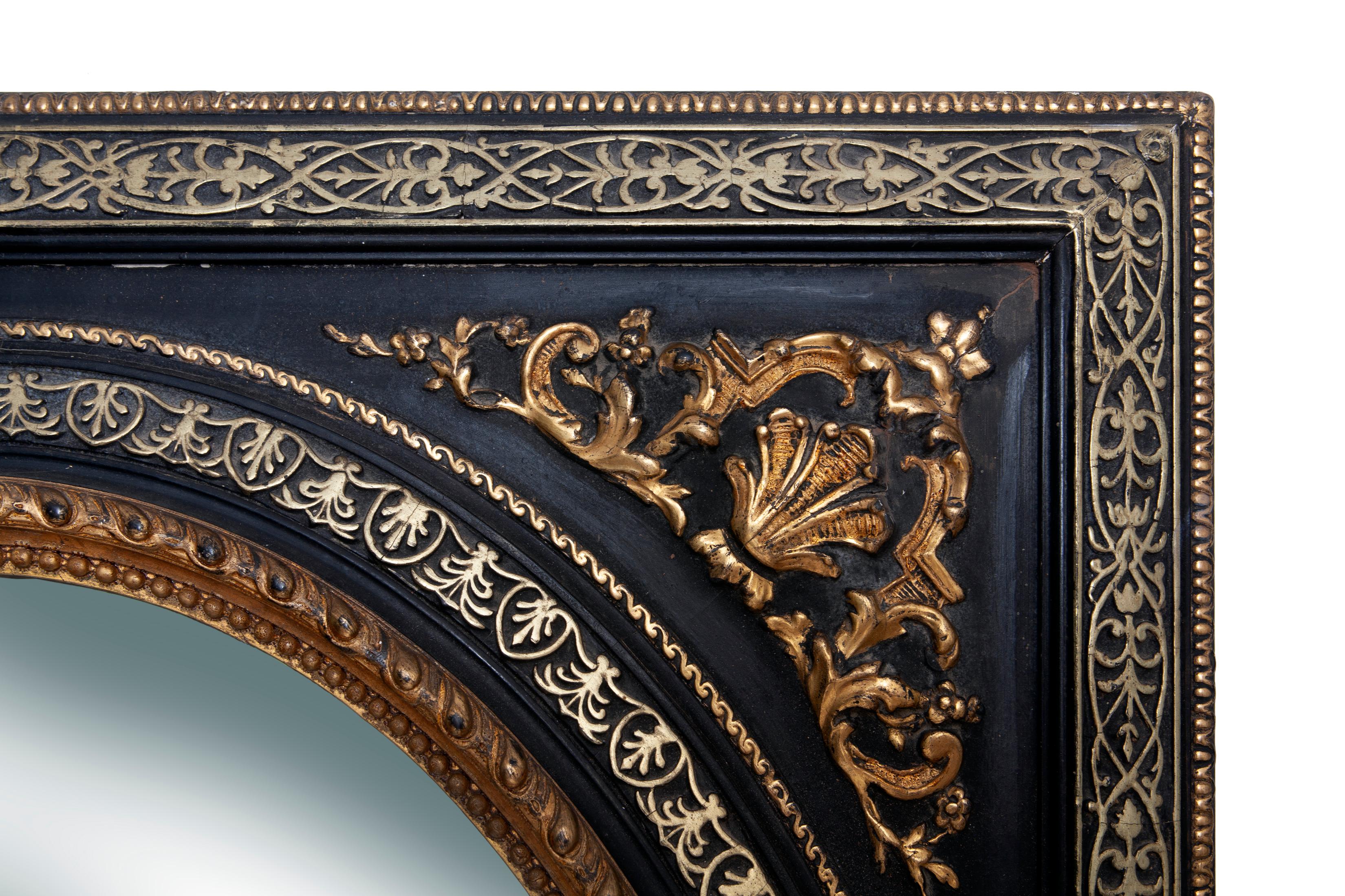 19th Century Ornate Empire Black & Gold Mirror In Good Condition In Malibu, CA