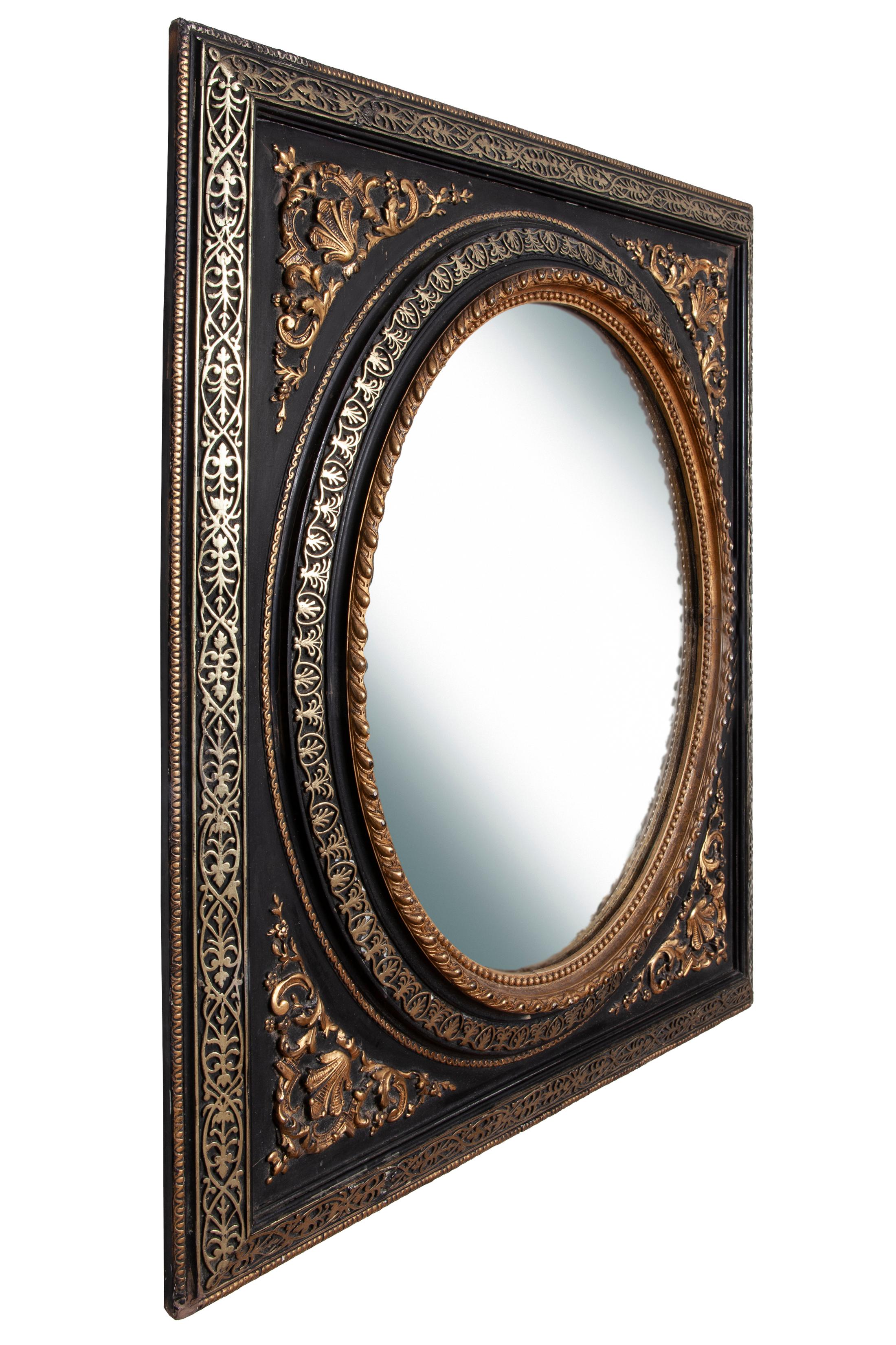 Mid-19th Century 19th Century Ornate Empire Black & Gold Mirror