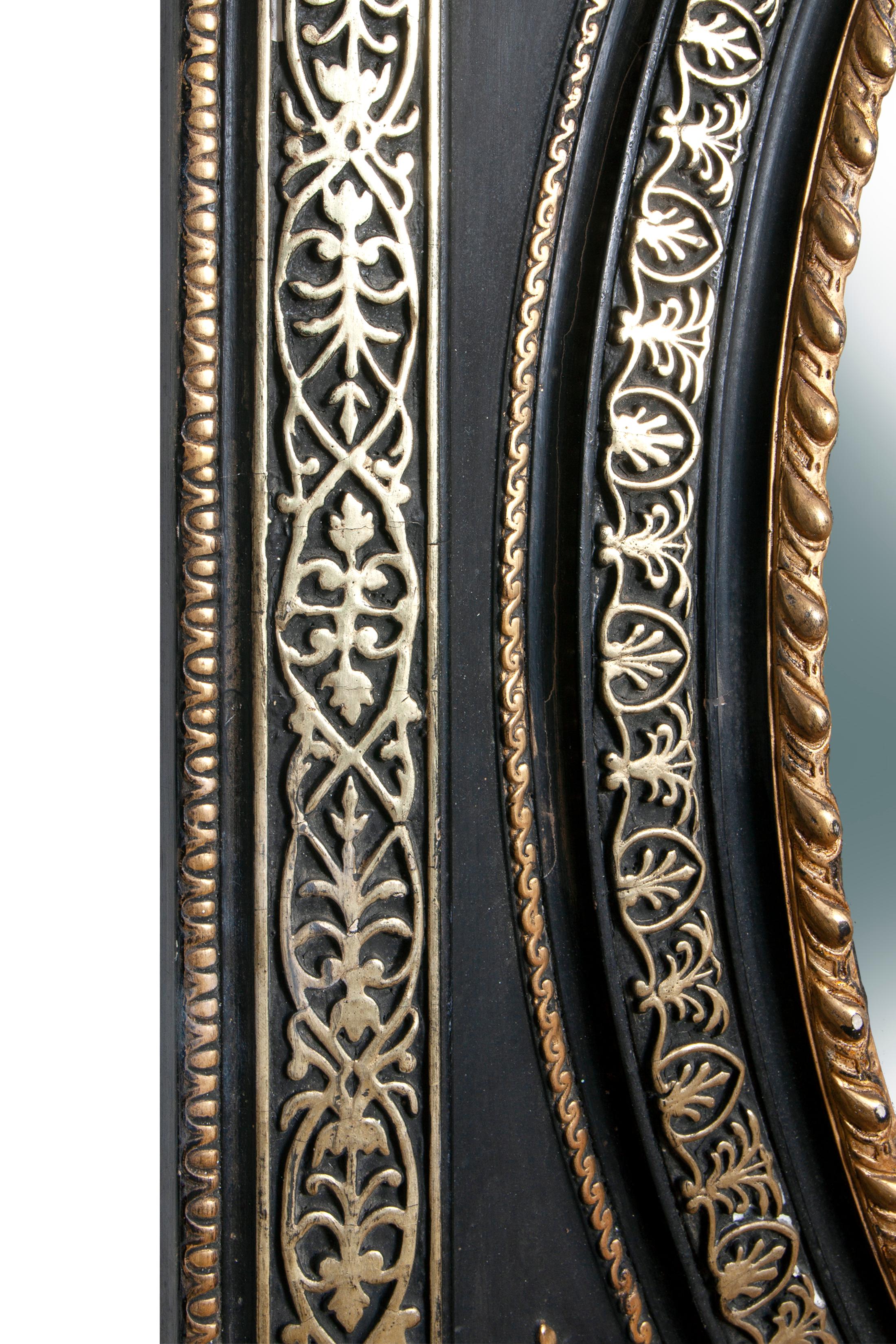 Gesso 19th Century Ornate Empire Black & Gold Mirror
