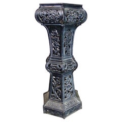 Antique 19th Century Ornate English Cast Iron Pedestal Plant Stand