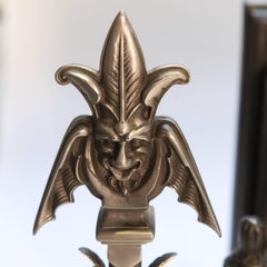 19th Century Ornate English Gothic Revival Cast Iron Fireplace Basket Grate