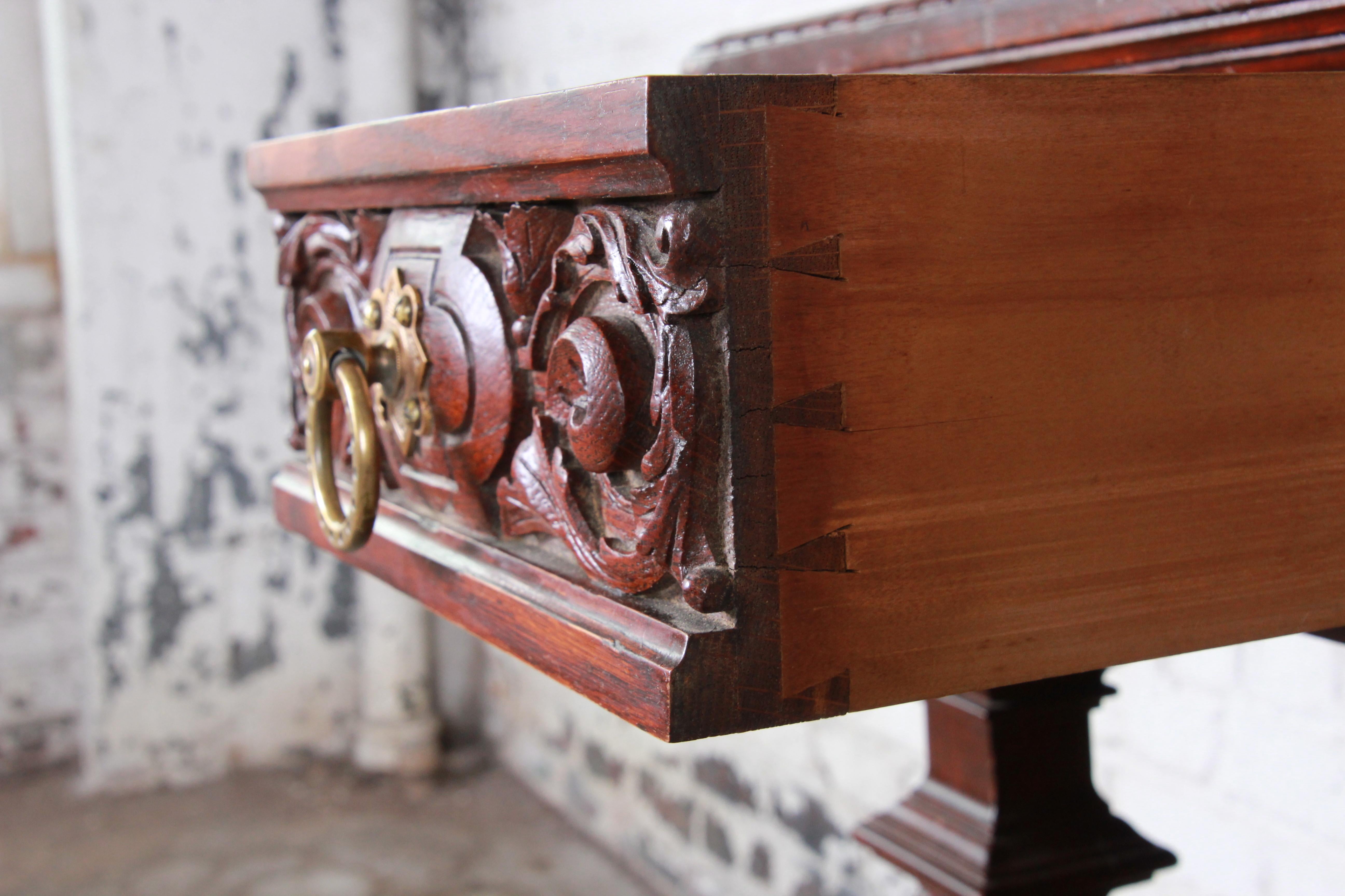 19th Century Ornate French Oak Sideboard Hutch or Bar Cabinet with Carved Faces 1