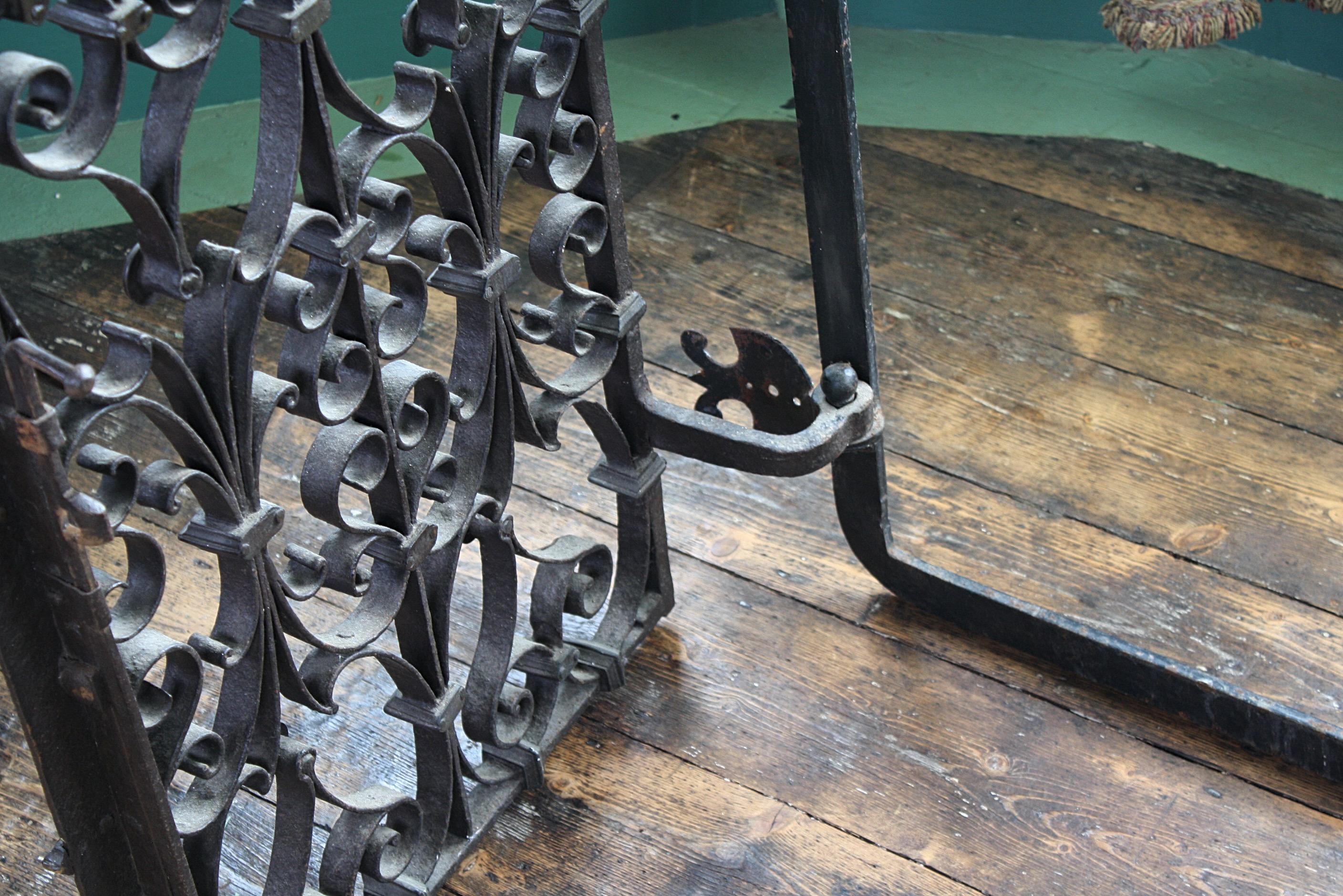 19th Century Ornate Italian Wrought Iron and Bronze Window Grille, Gate, Grate 8