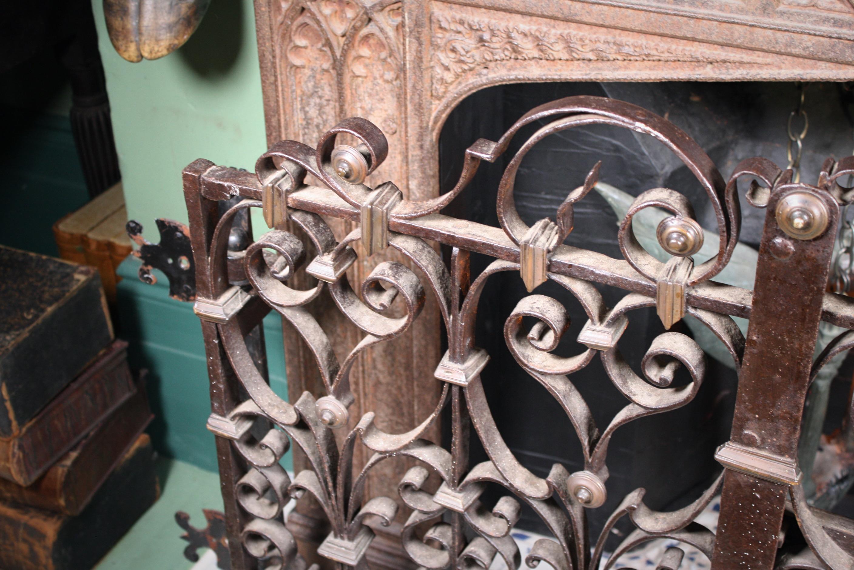 19th Century Ornate Italian Wrought Iron and Bronze Window Grille, Gate, Grate 13