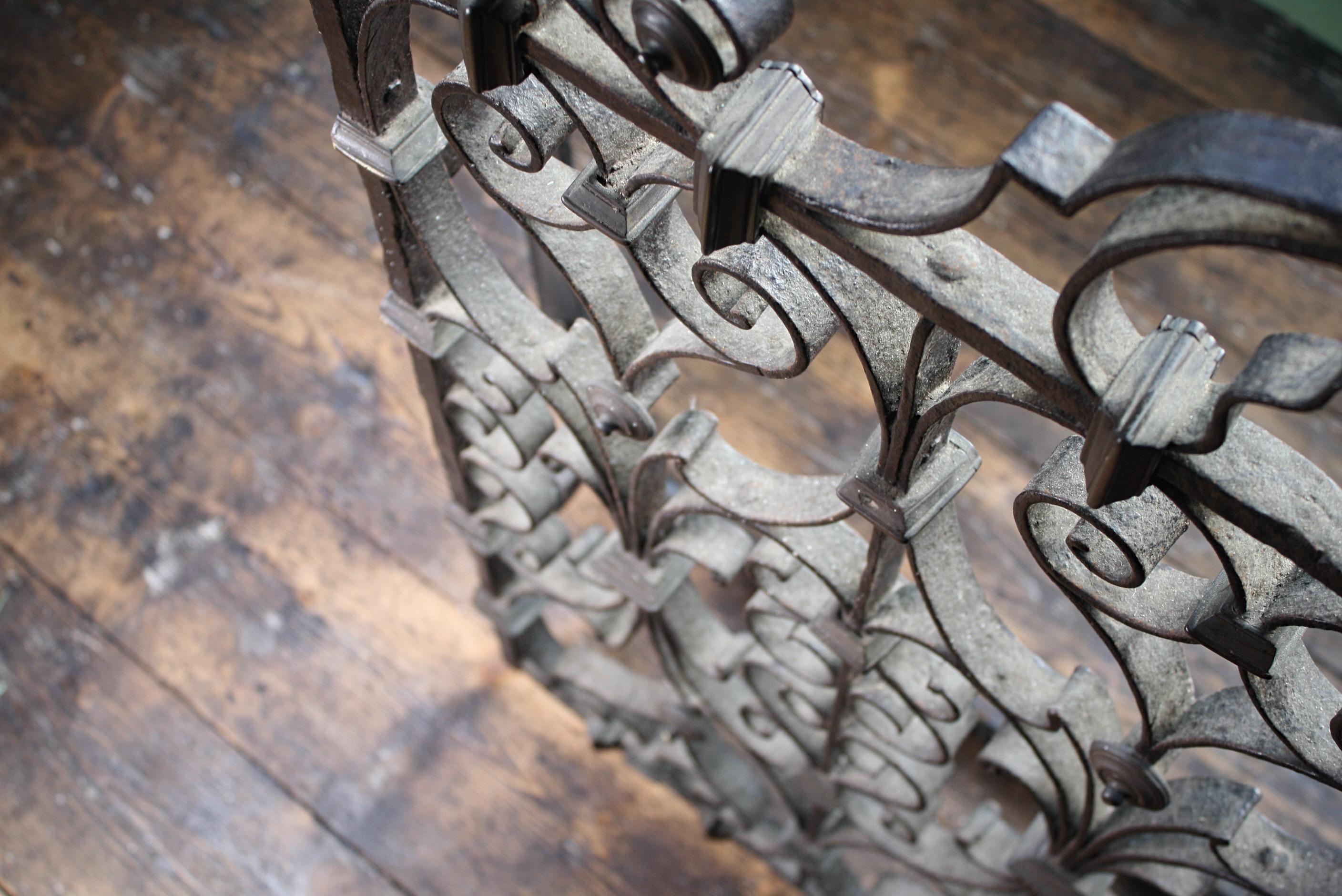 19th Century Ornate Italian Wrought Iron and Bronze Window Grille, Gate, Grate 16
