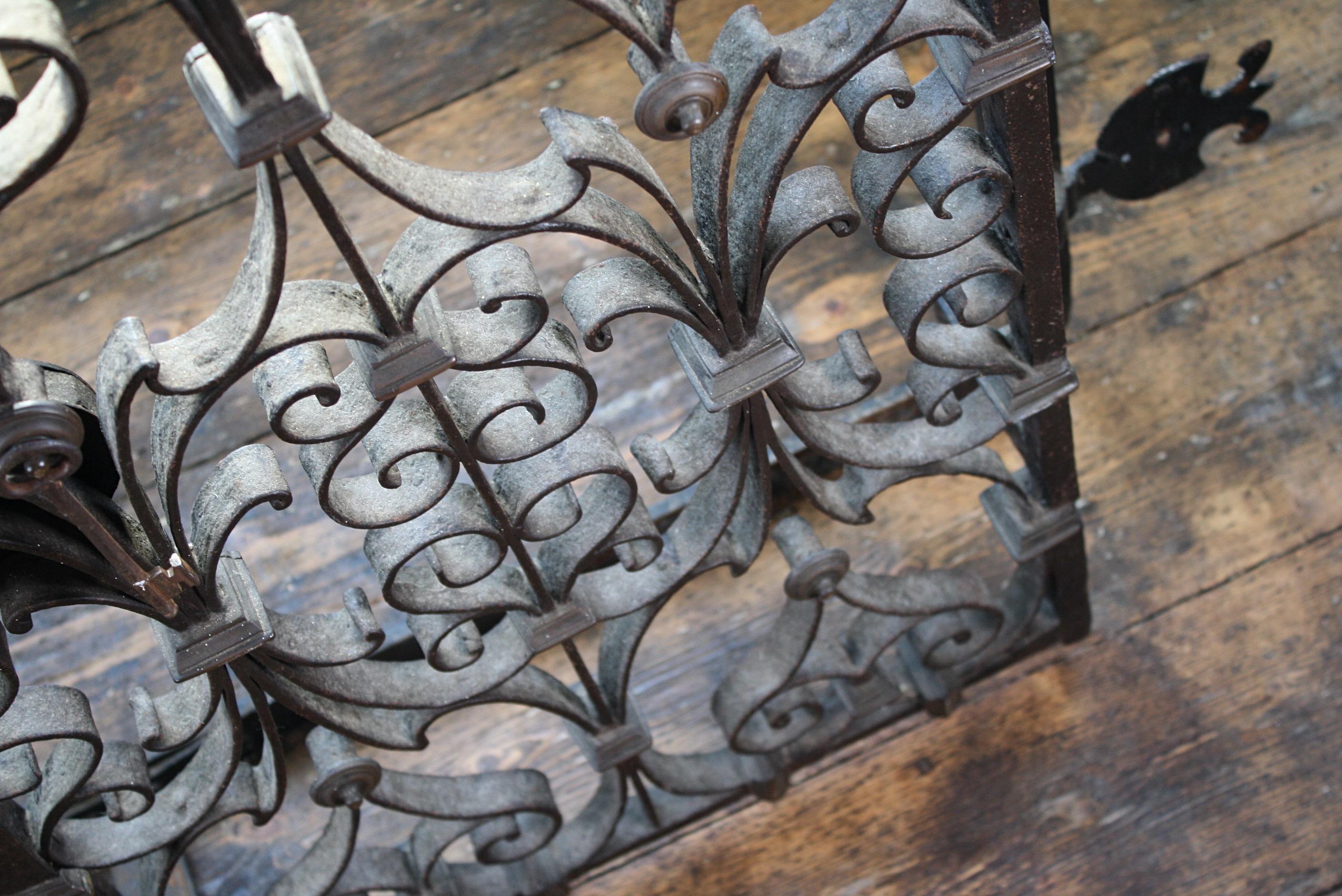 19th Century Ornate Italian Wrought Iron and Bronze Window Grille, Gate, Grate 17