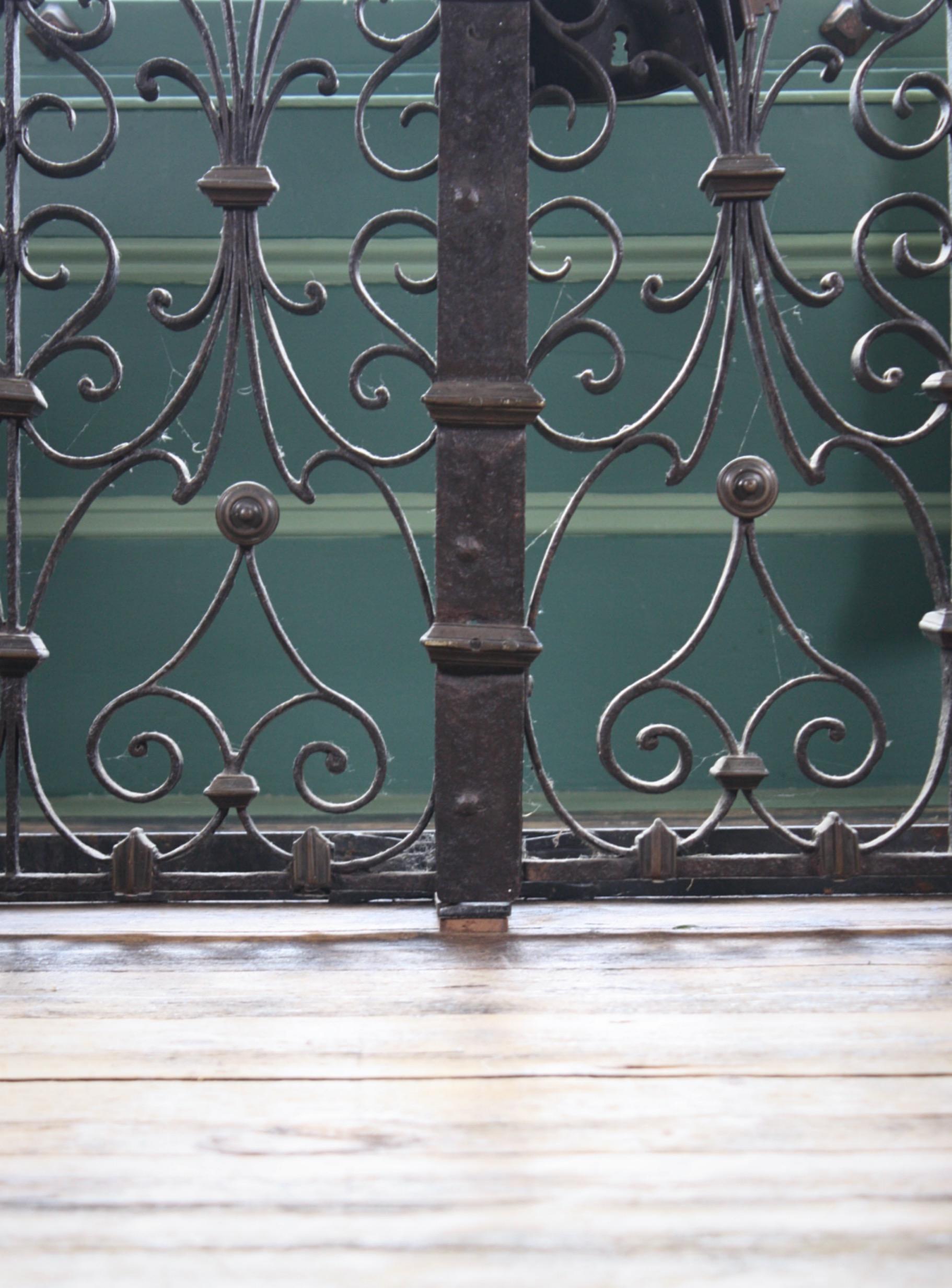 19th Century Ornate Italian Wrought Iron and Bronze Window Grille, Gate, Grate In Good Condition In Lowestoft, GB