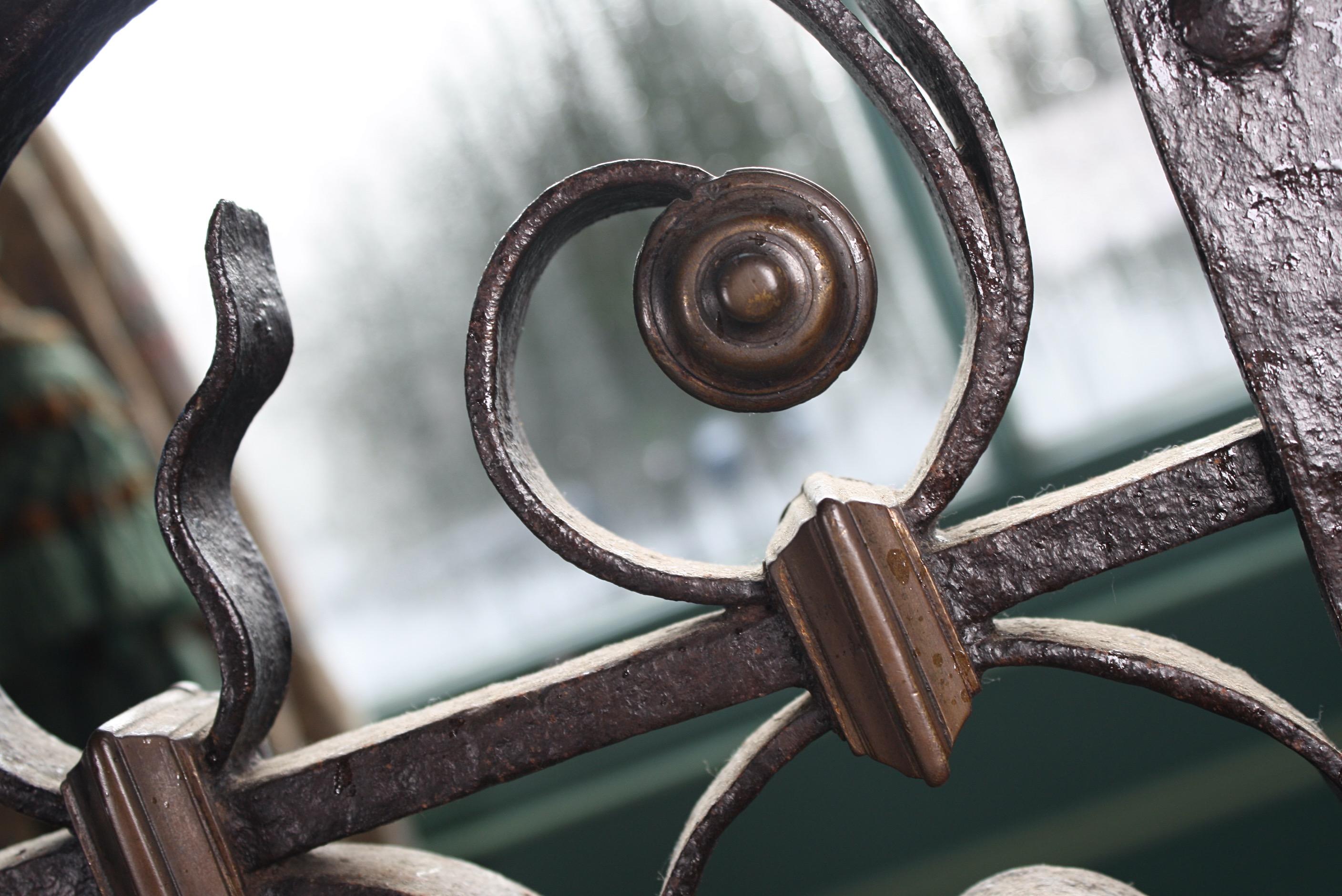 19th Century Ornate Italian Wrought Iron and Bronze Window Grille, Gate, Grate 2