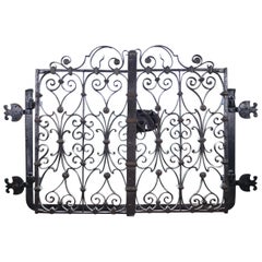 19th Century Ornate Italian Wrought Iron and Bronze Window Grille, Gate, Grate