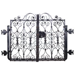 Antique 19th Century Ornate Italian Wrought Iron and Bronze Window Grille, Gate, Grate