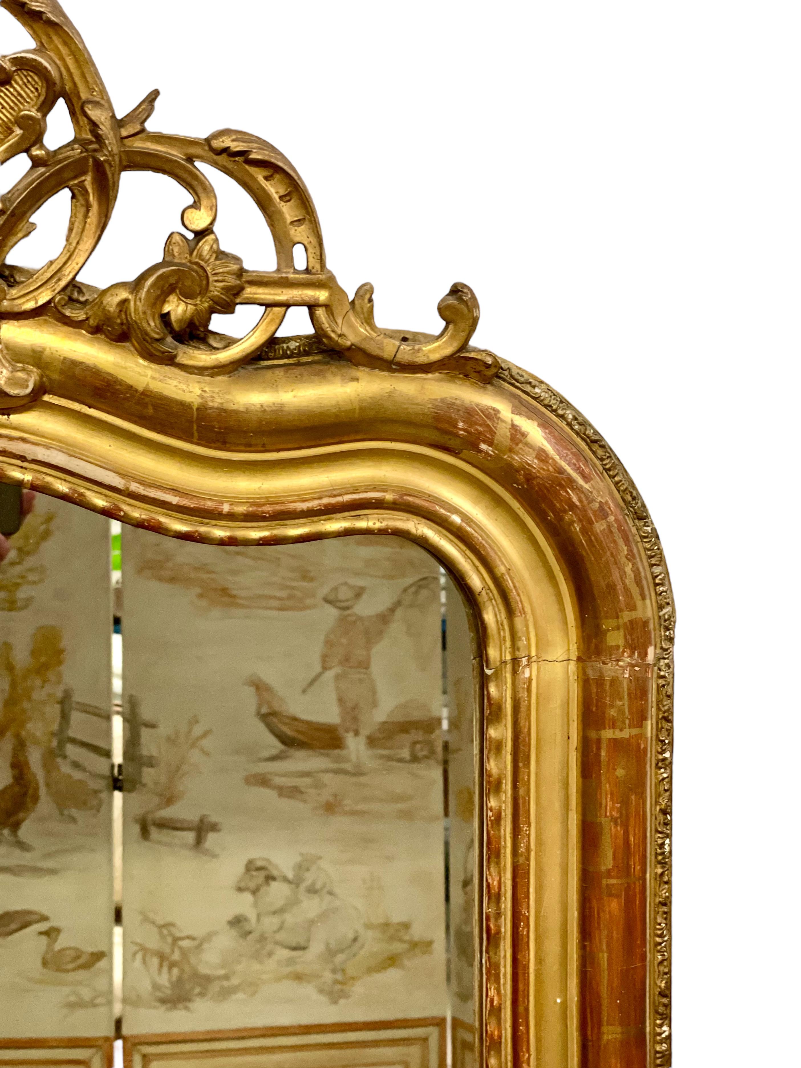 Specchio ornato in legno dorato Louis Philippe del XIX secolo in vendita 3
