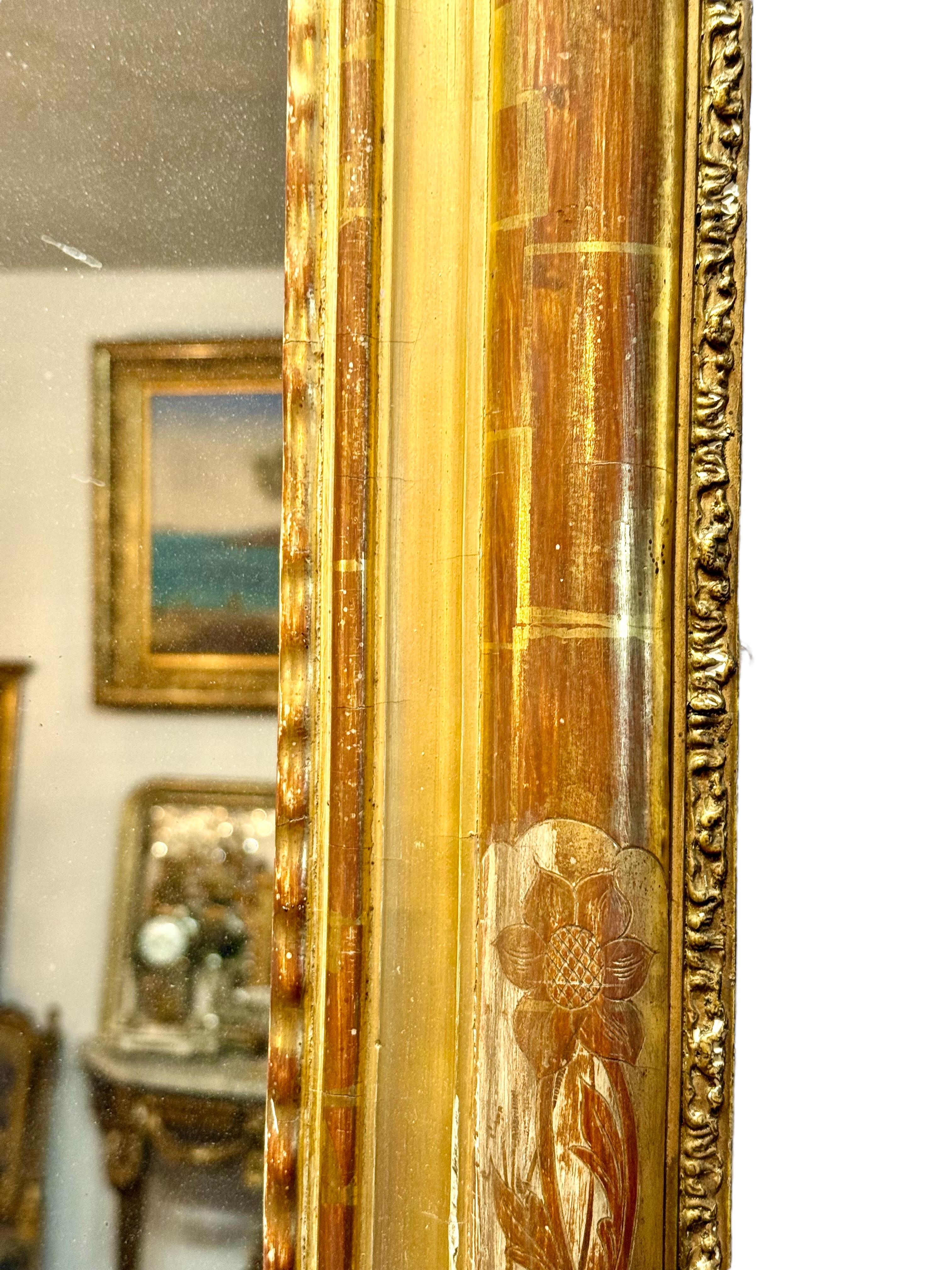 Specchio ornato in legno dorato Louis Philippe del XIX secolo in vendita 8