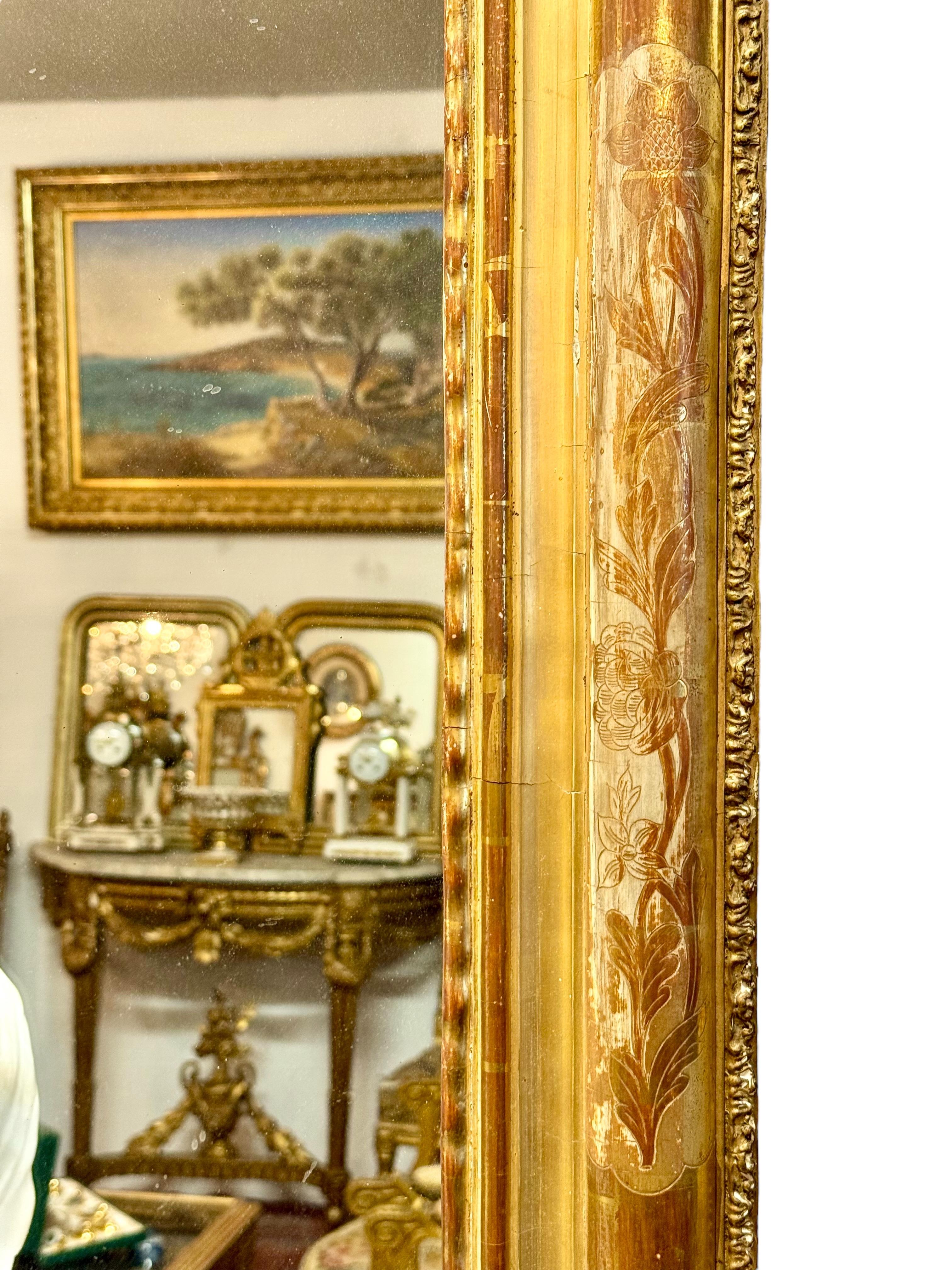 Specchio ornato in legno dorato Louis Philippe del XIX secolo in vendita 10
