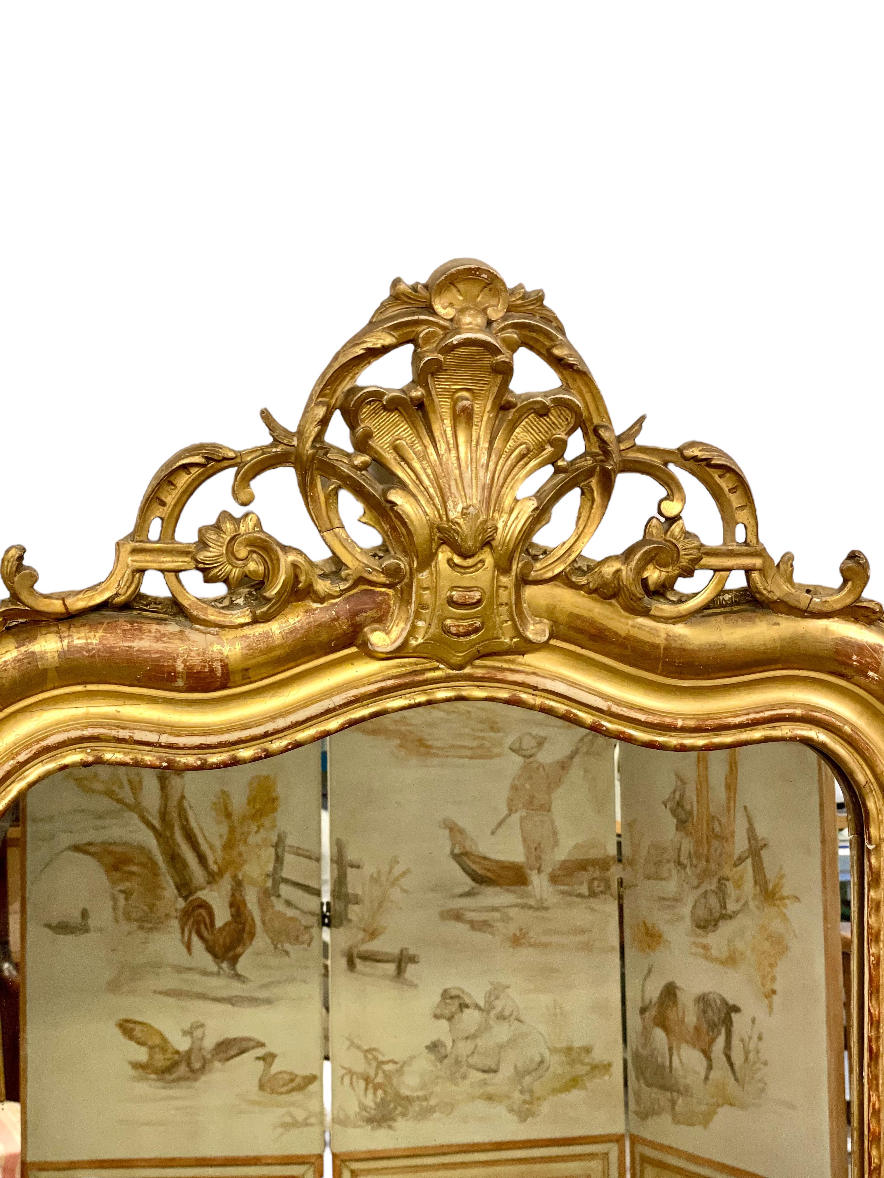 Specchio ornato in legno dorato Louis Philippe del XIX secolo in vendita 1